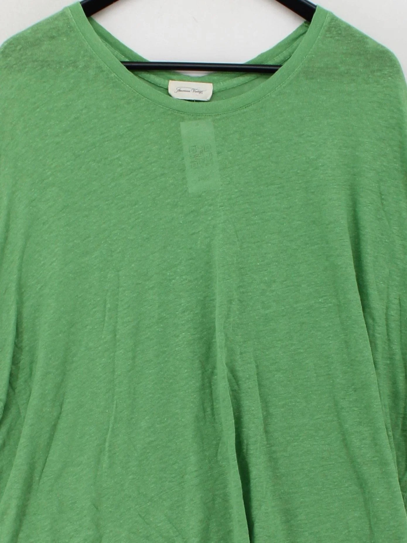 American Vintage Women's T-Shirt XS Green 100% Linen Basic - Image 3