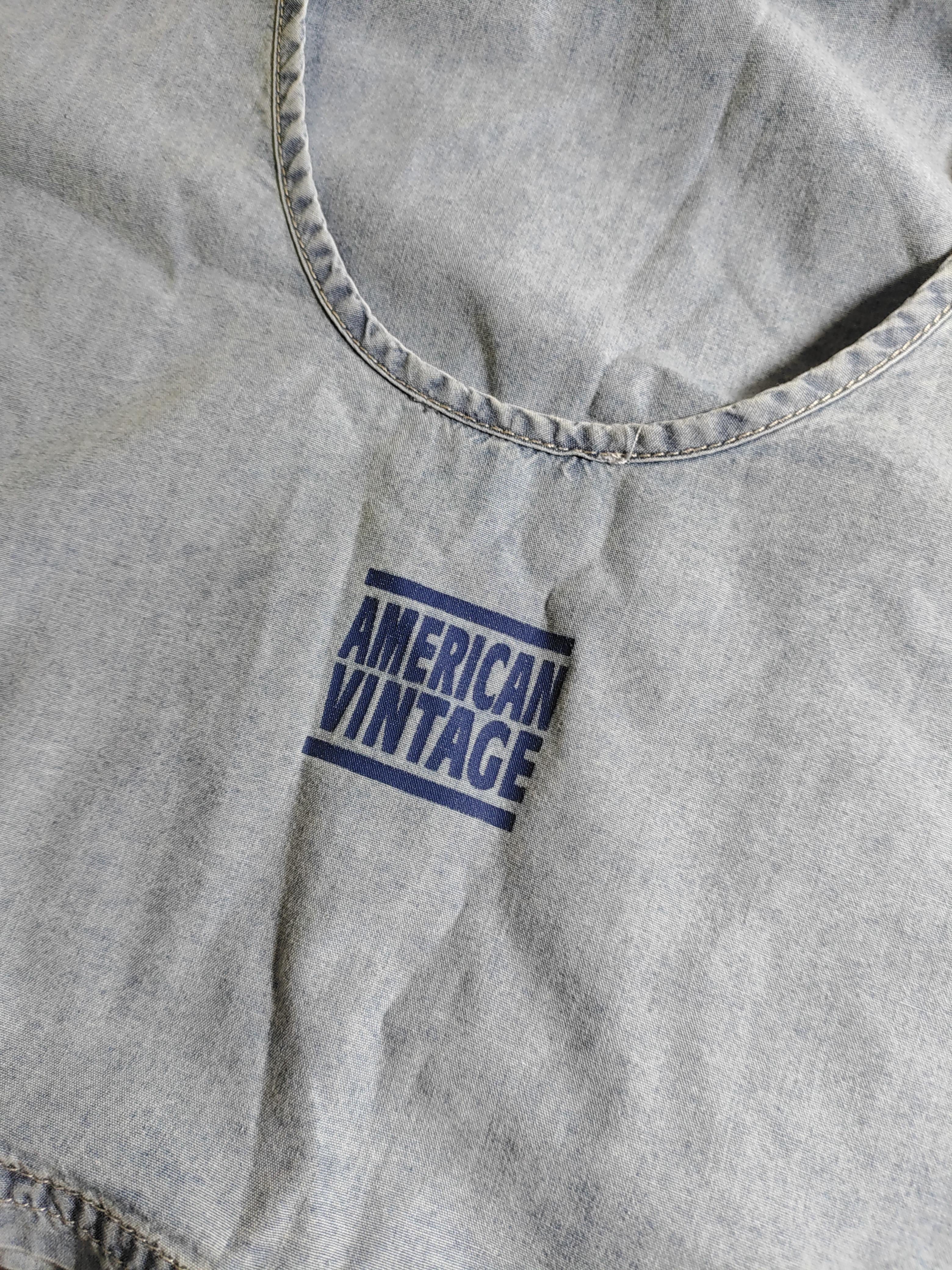 American Vintage Women's Top M Blue 100% Cotton Sleeveless Round Neck Basic - Image 5