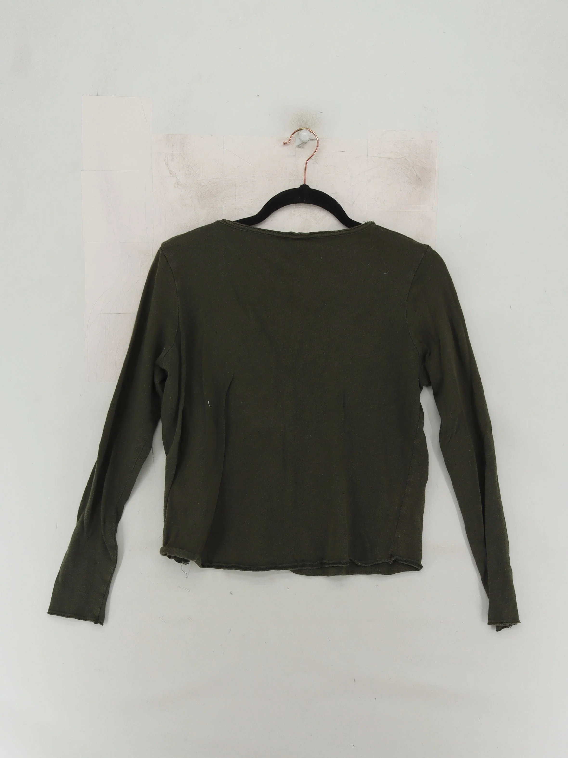 American Vintage Women's Top M Green 100% Cotton Long Sleeve V-Neck Basic - Image 2