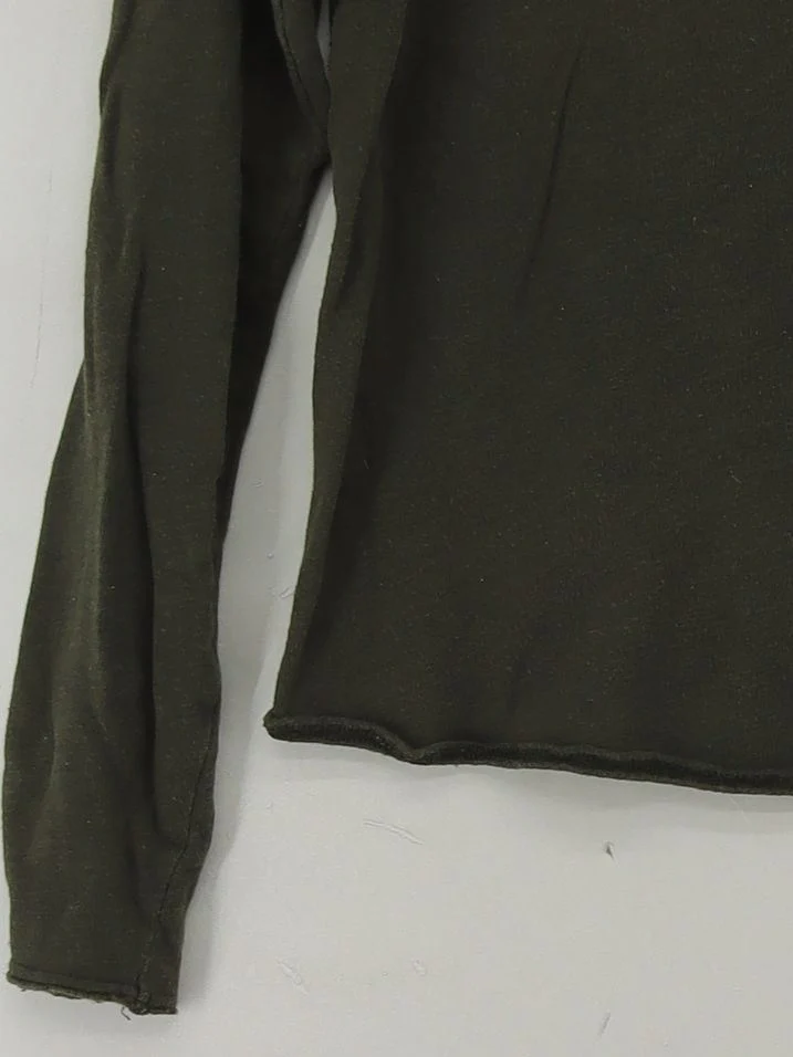 American Vintage Women's Top M Green 100% Cotton Long Sleeve V-Neck Basic - Image 4