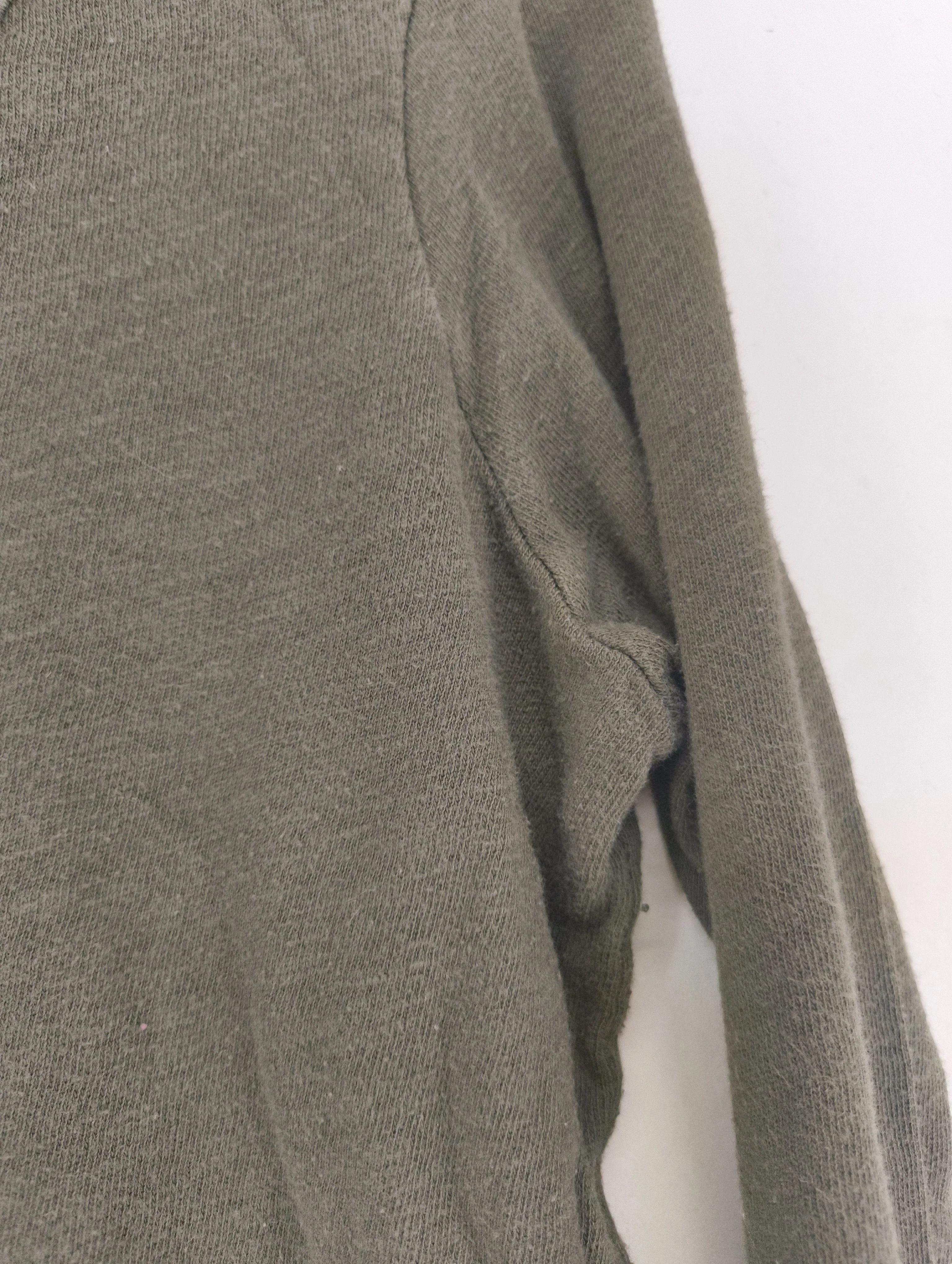 American Vintage Women's Top M Green 100% Cotton Long Sleeve V-Neck Basic - Image 5
