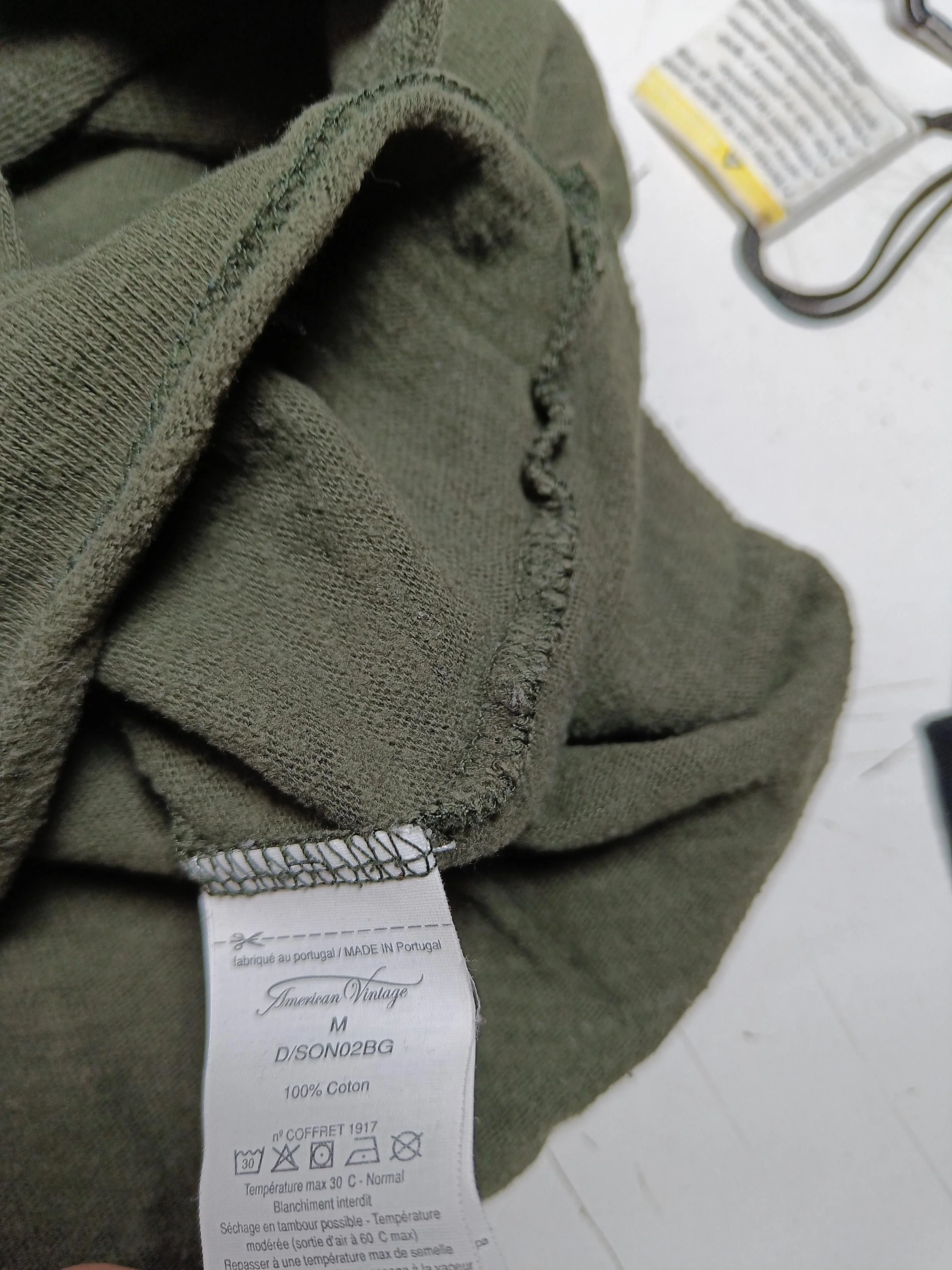 American Vintage Women's Top M Green 100% Cotton Long Sleeve V-Neck Basic - Image 7