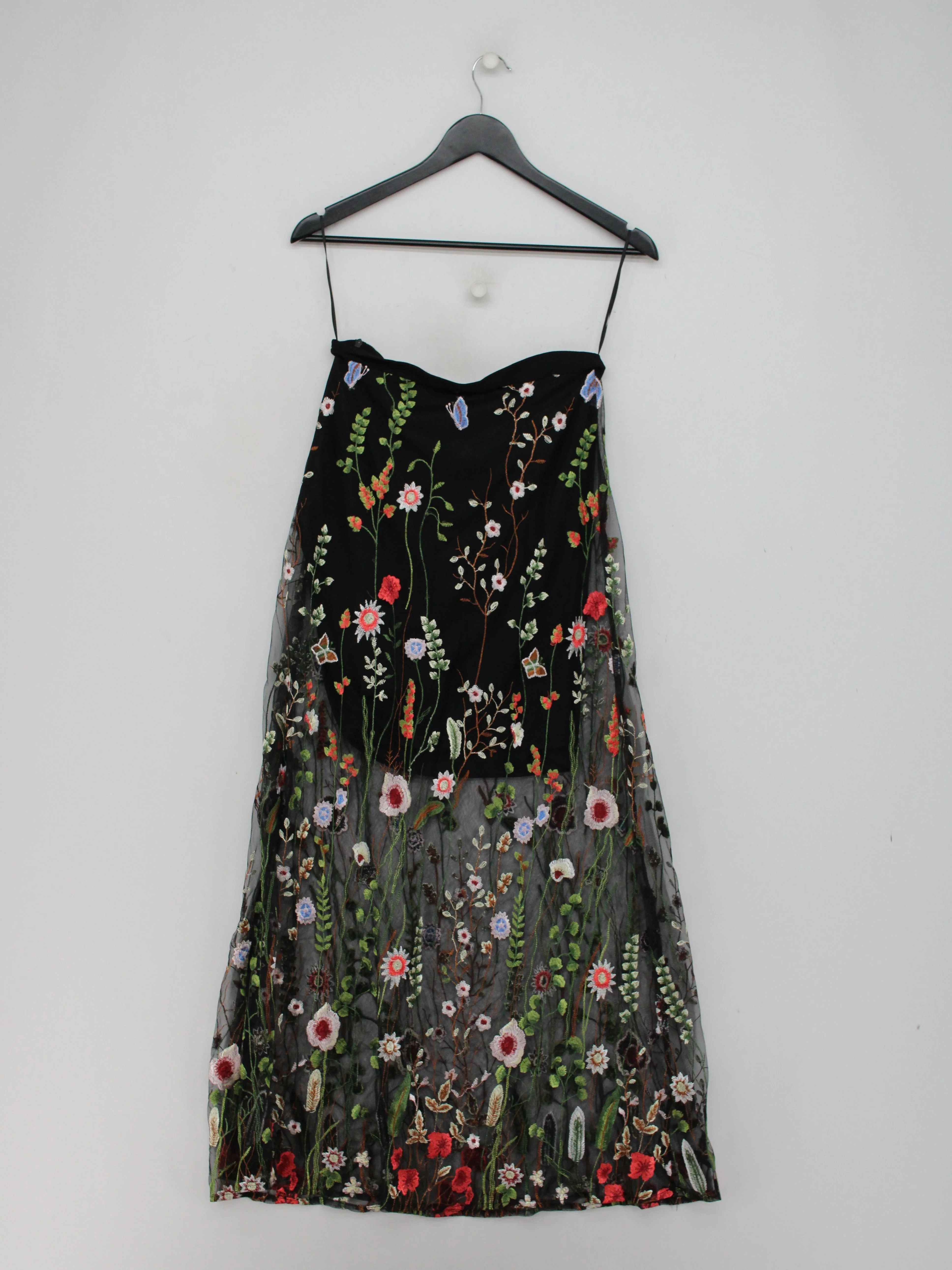 Amy Lynn Women's Midi Skirt M Black Floral 100% Polyester Midi A-Line - Image 2