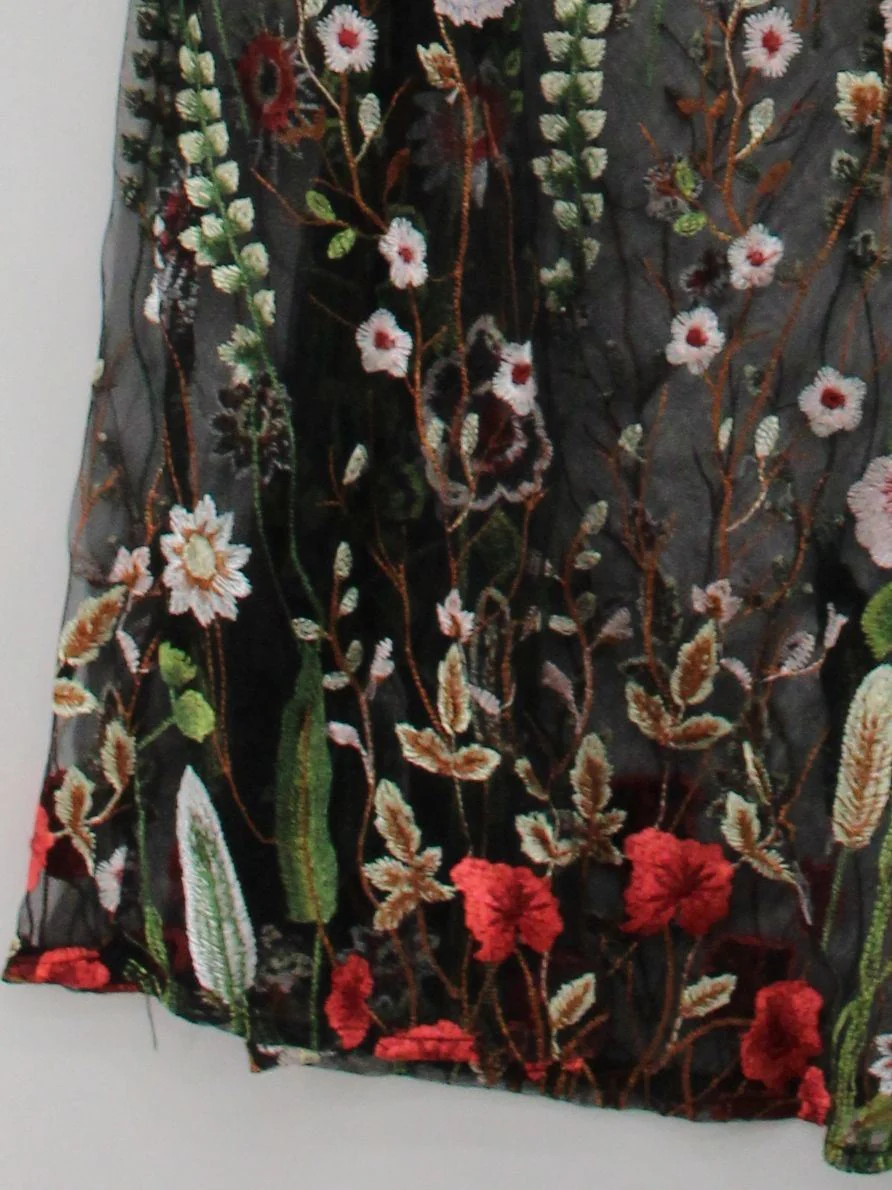Amy Lynn Women's Midi Skirt M Black Floral 100% Polyester Midi A-Line - Image 4