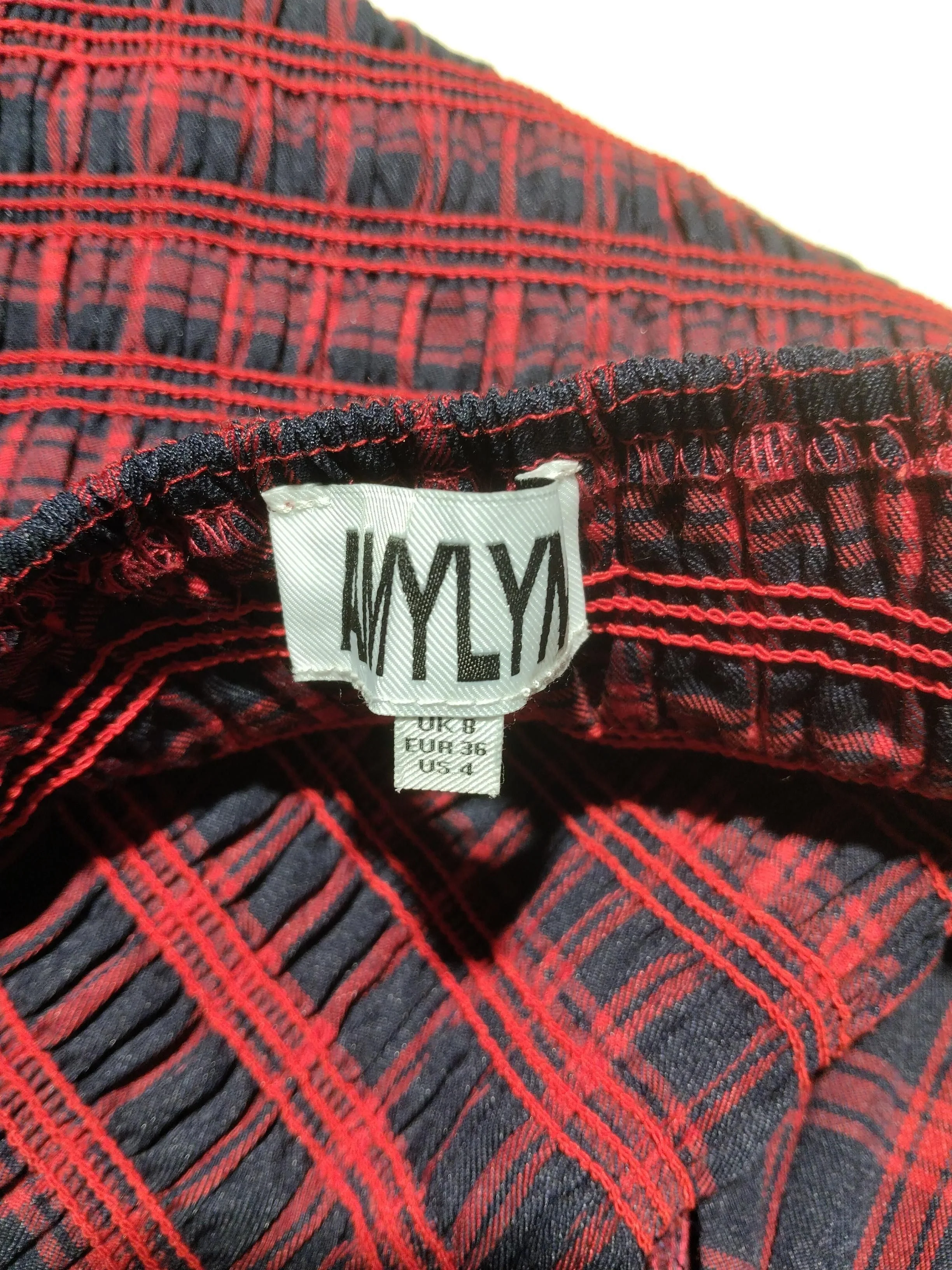 Amy Lynn Women's Top S Red Checkered 100% Cotton Long Sleeve V-Neck Basic - Image 5