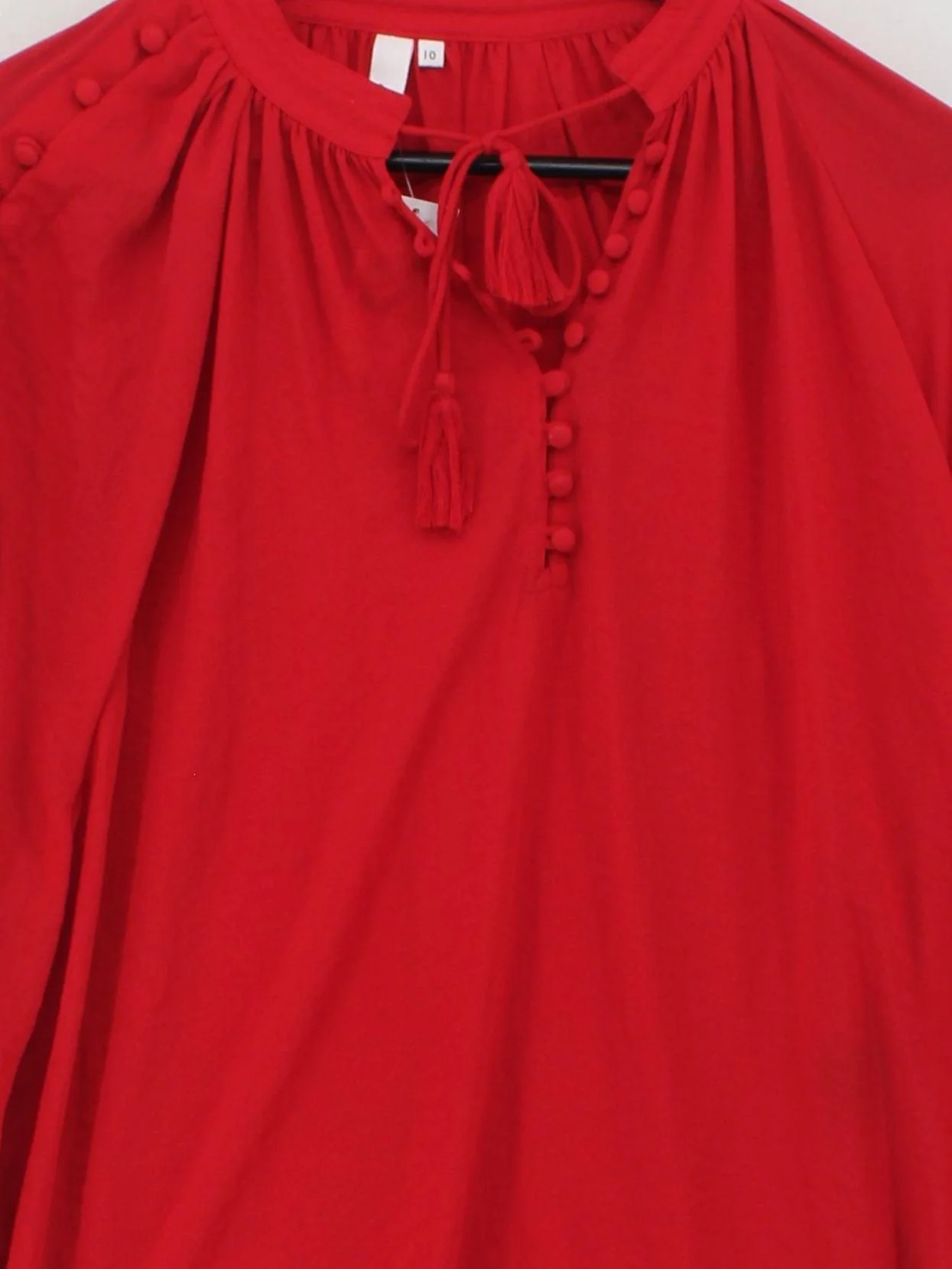 And/or Women's Blouse UK 10 Red 100% Polyester Long Sleeve High Neck Basic - Image 3