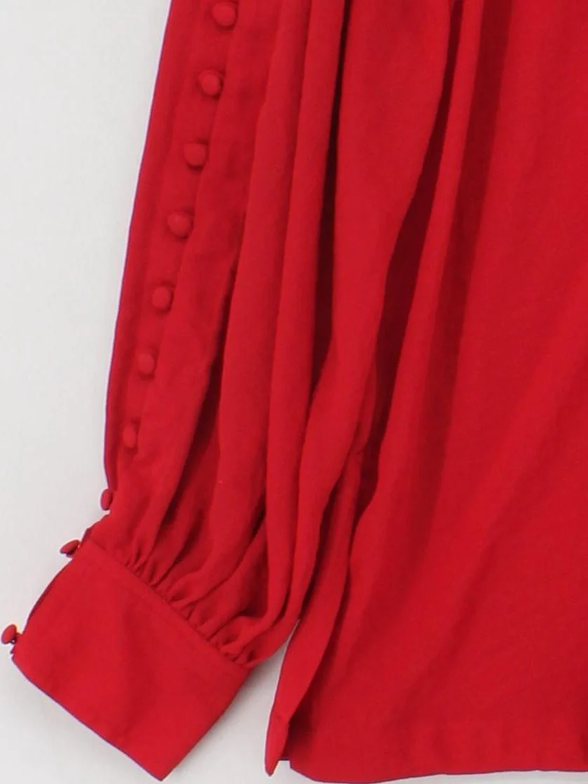 And/or Women's Blouse UK 10 Red 100% Polyester Long Sleeve High Neck Basic - Image 4