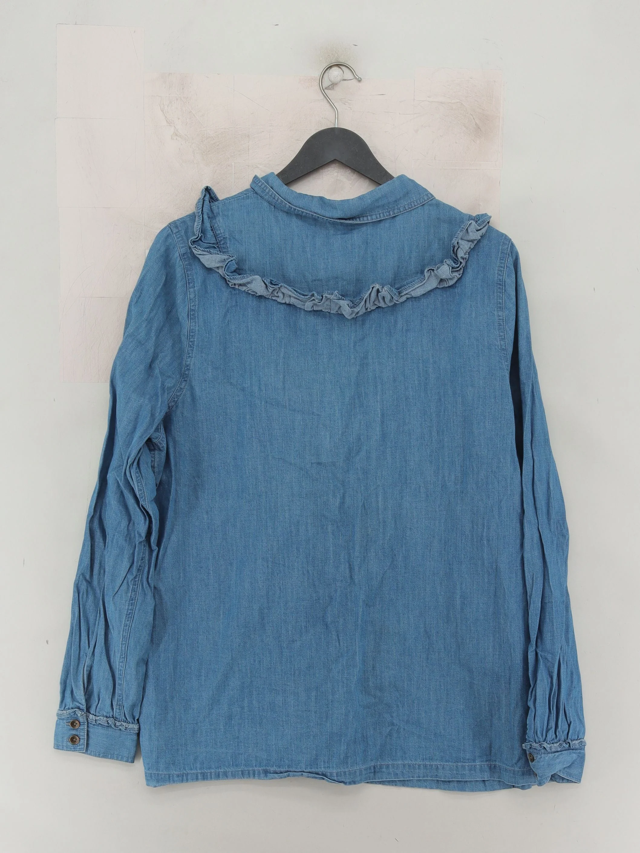 And/or Women's Shirt UK 16 Blue 100% Cotton Long Sleeve Collared Basic - Image 2