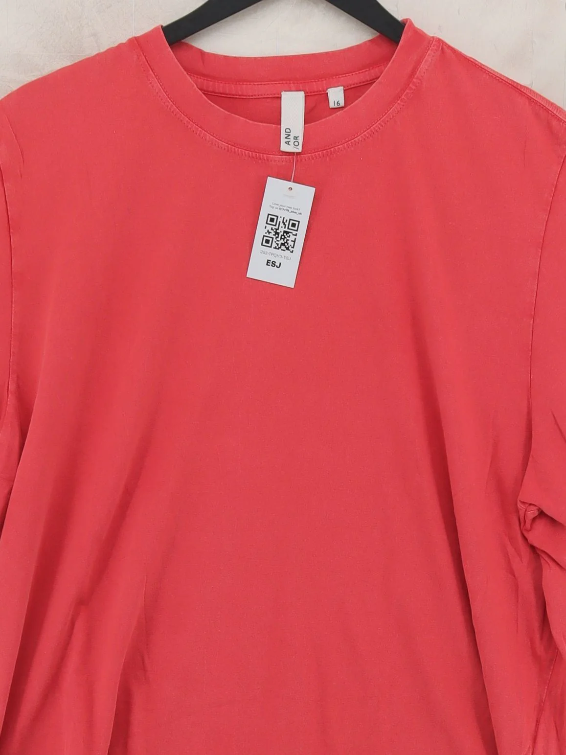 And/or Women's T-Shirt UK 16 Red 100% Cotton Short Sleeve Round Neck Basic - Image 3