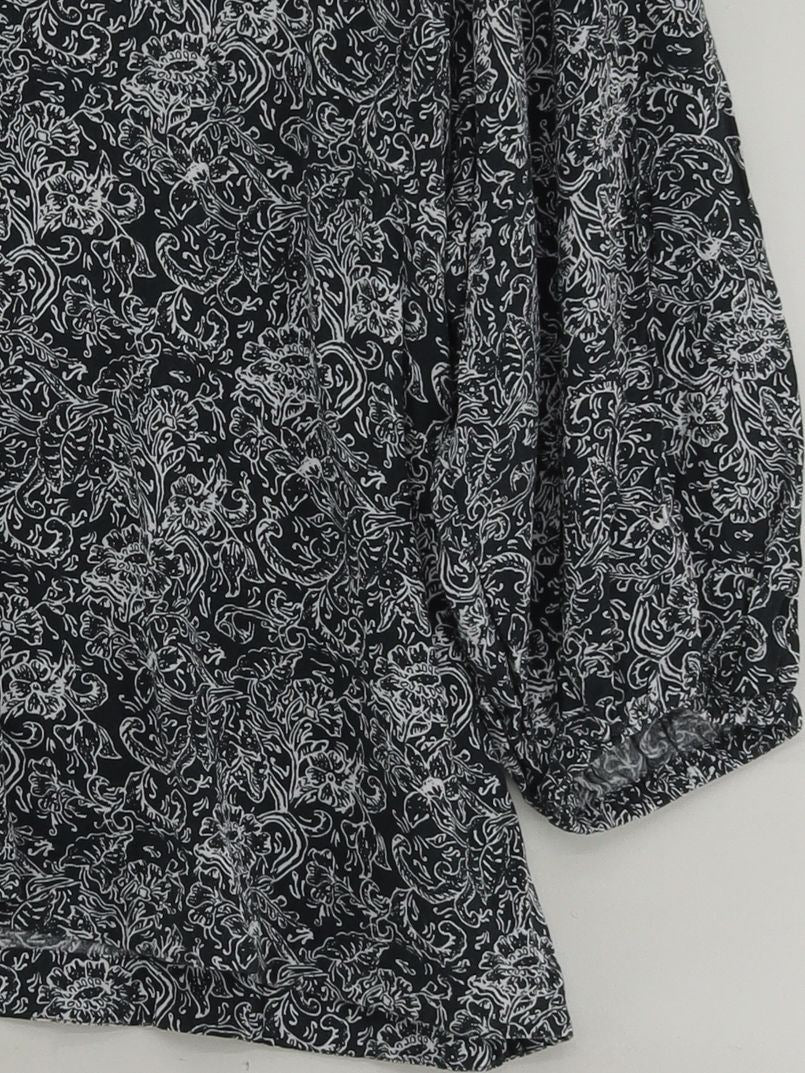 And/or Women's Top L Black Paisley 100% Viscose Long Sleeve Round Neck Basic - Image 4