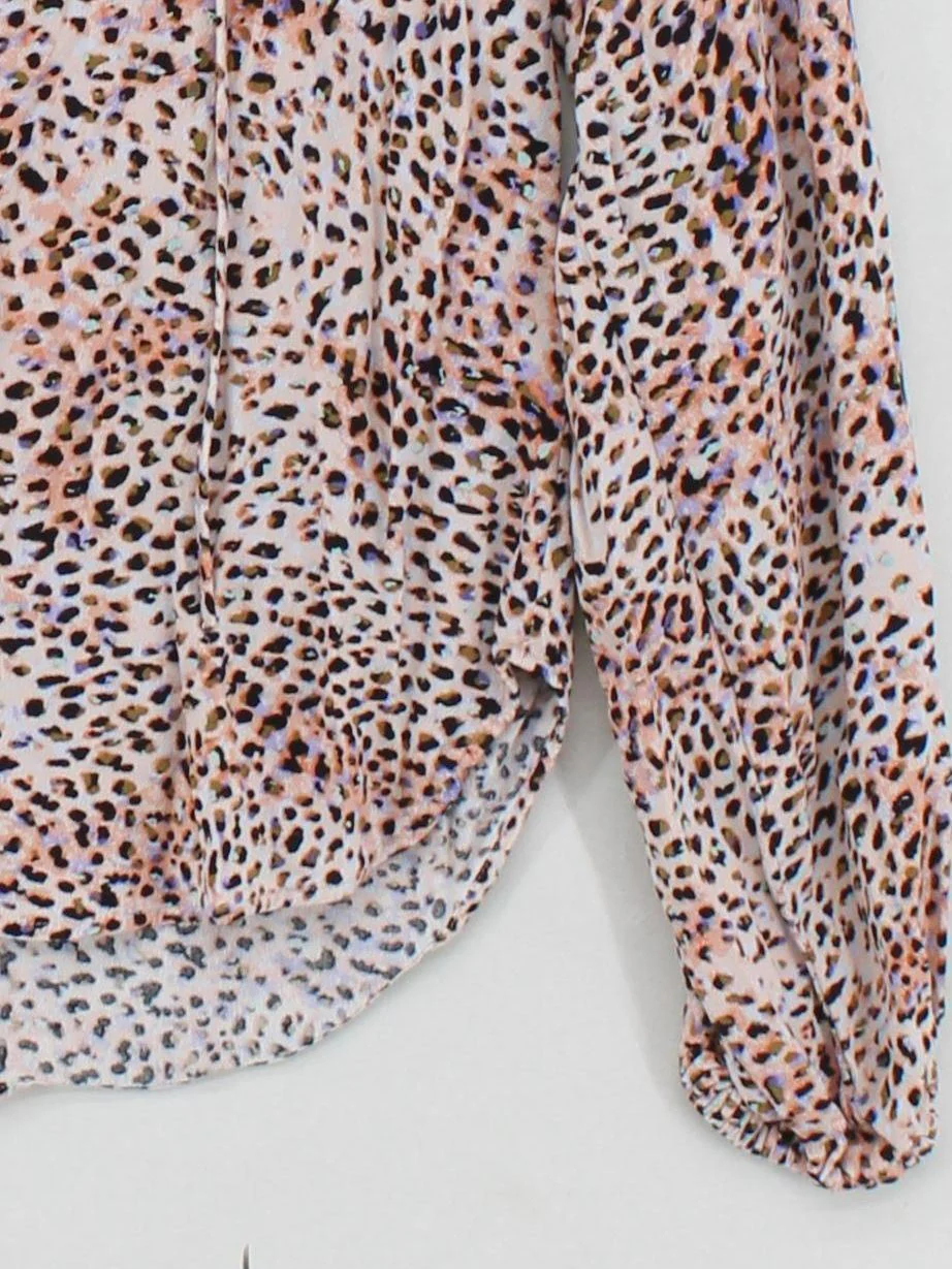 And/or Women's Top UK 8 Multi Animal Print 100% Viscose Long Sleeve V-Neck Basic - Image 4