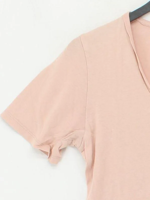 Anecdote Women's T-Shirt XS Pink 100% Cotton Short Sleeve V-Neck Basic - Image 4