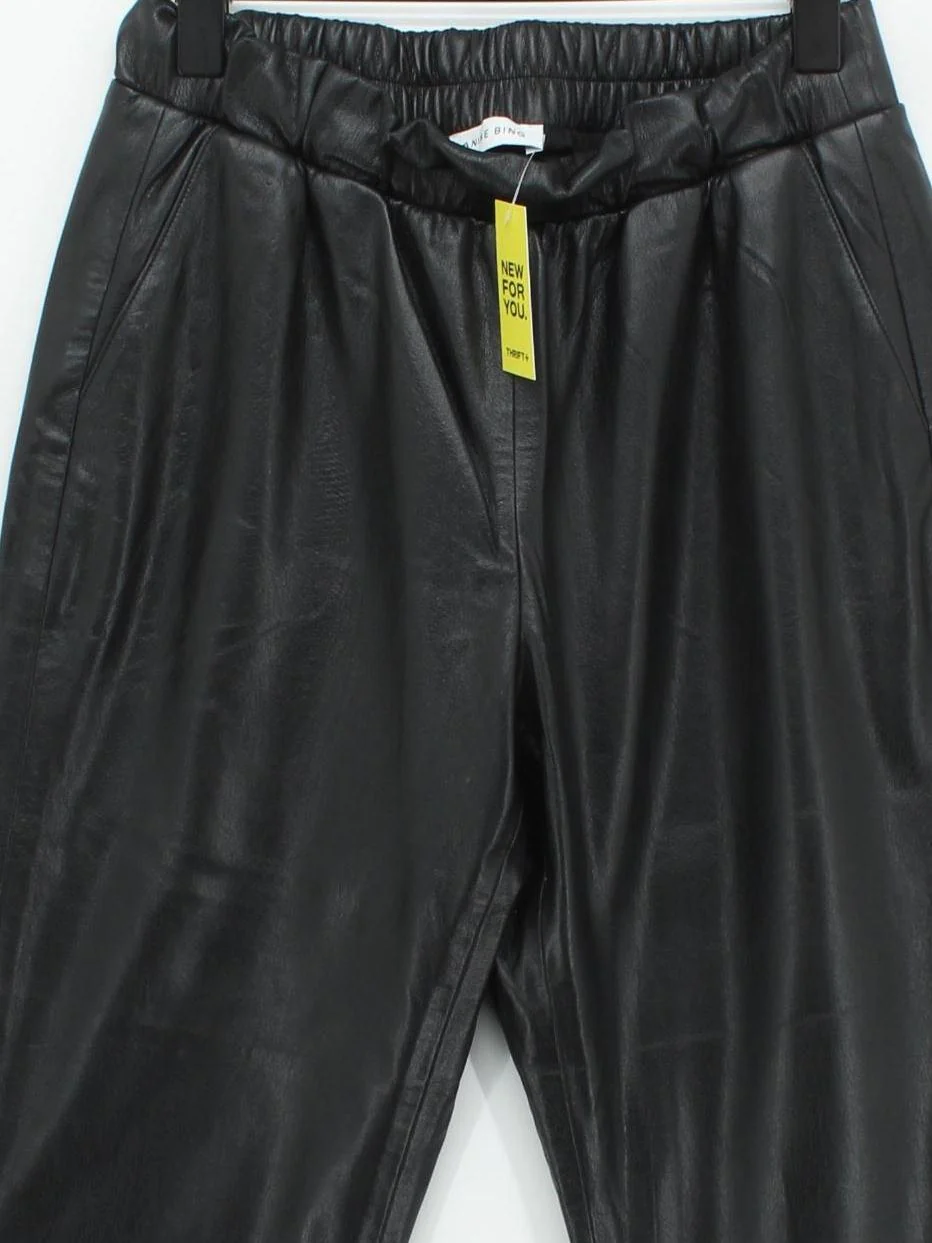 Anine Bing Women's Trousers S Black Polyester with Viscose, Other Straight Chino - Image 3