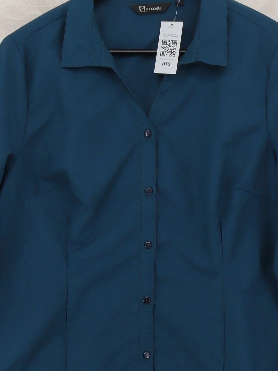 Annabelle Women's Shirt XL Blue Polyester with Viscose 3/4 Sleeve Collared Basic - Image 3