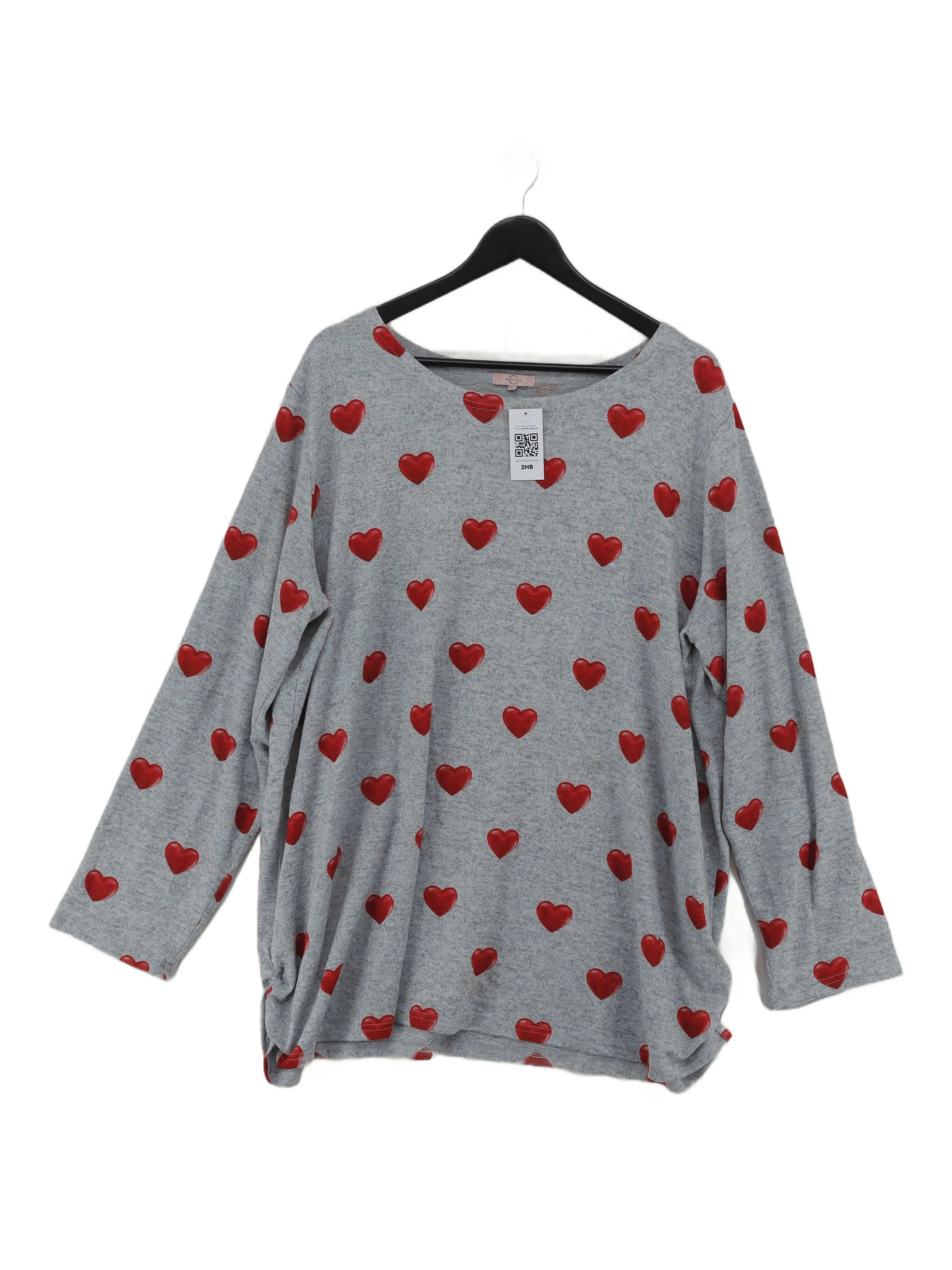 Annalisa Women's Top UK 20 Grey 100% Other Long Sleeve Round Neck Basic