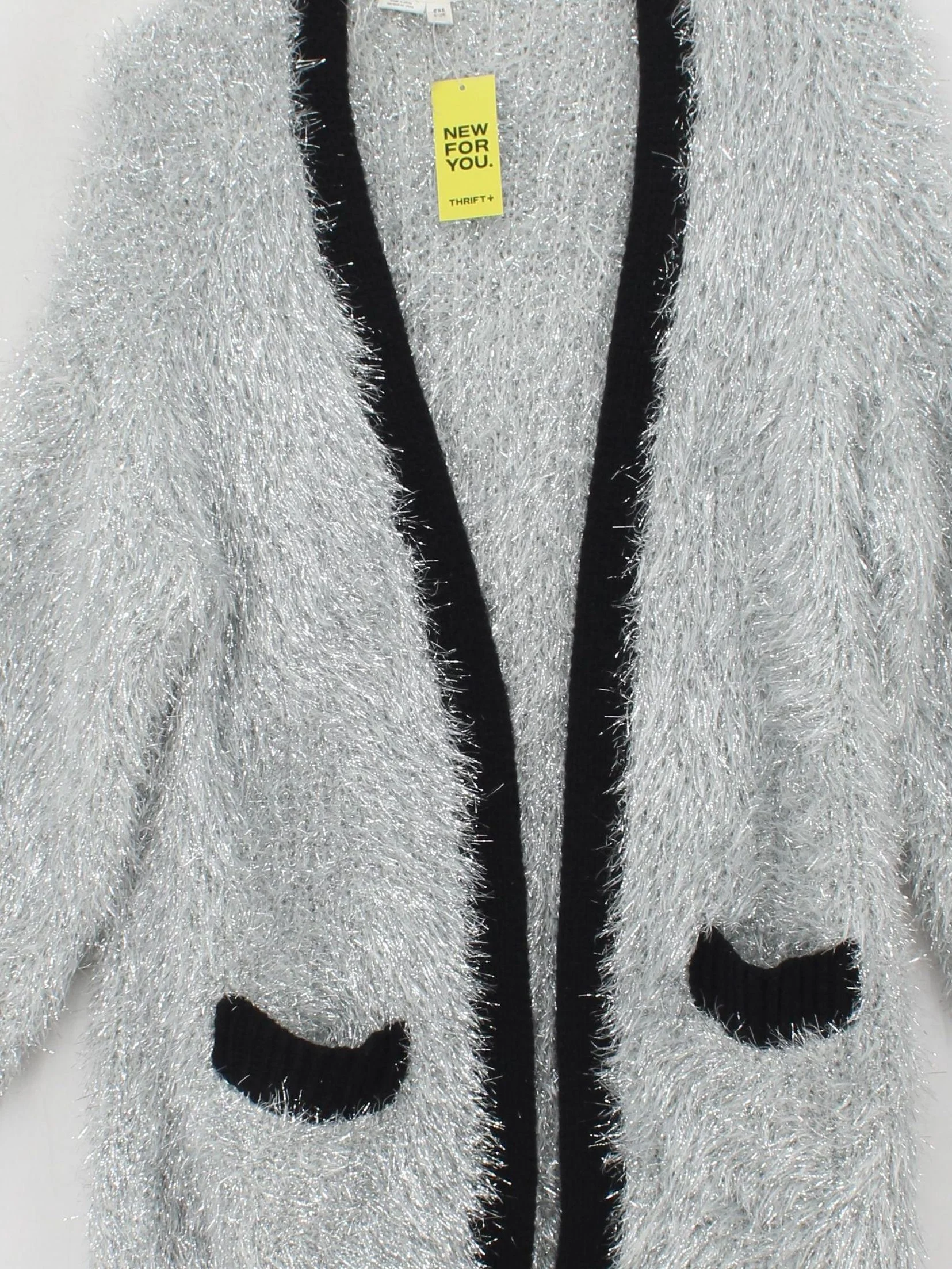 Anthropologie Women's Cardigan Silver Acrylic with Polyester, Polyamide Cardigan - Image 3
