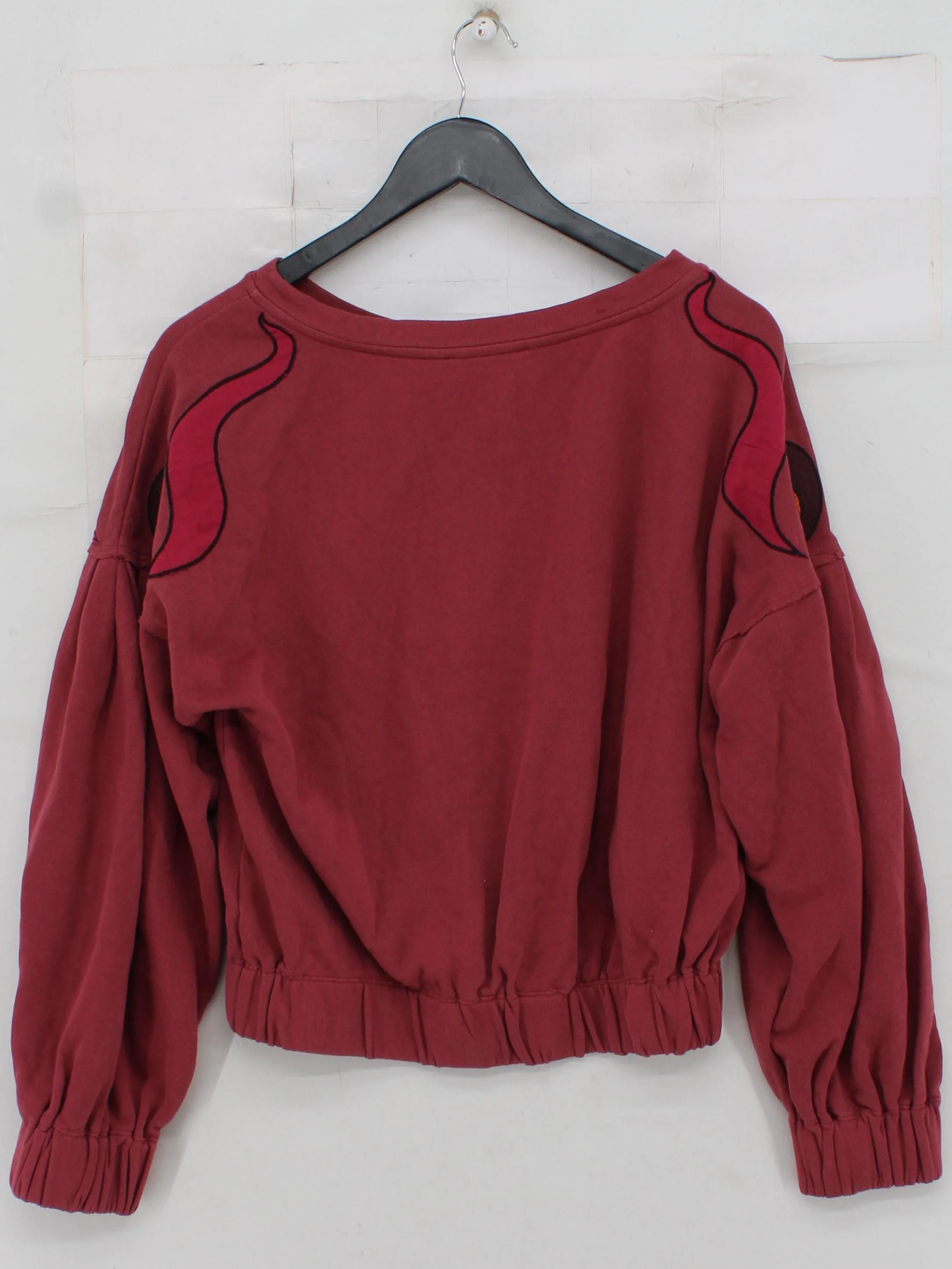 Anthropologie Women's Hoodie S Red Graphic Cotton with Polyester Pullover - Image 2