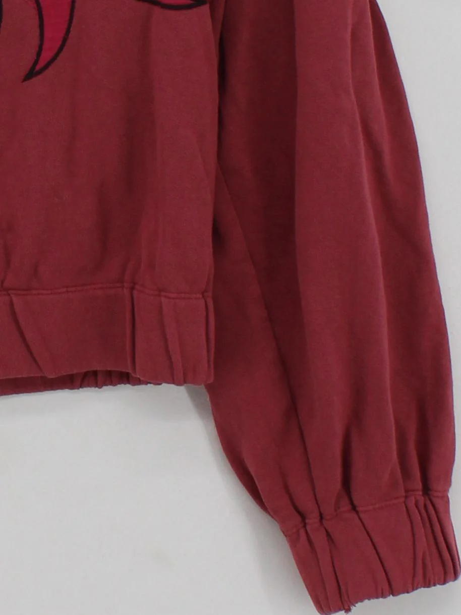 Anthropologie Women's Hoodie S Red Graphic Cotton with Polyester Pullover - Image 4