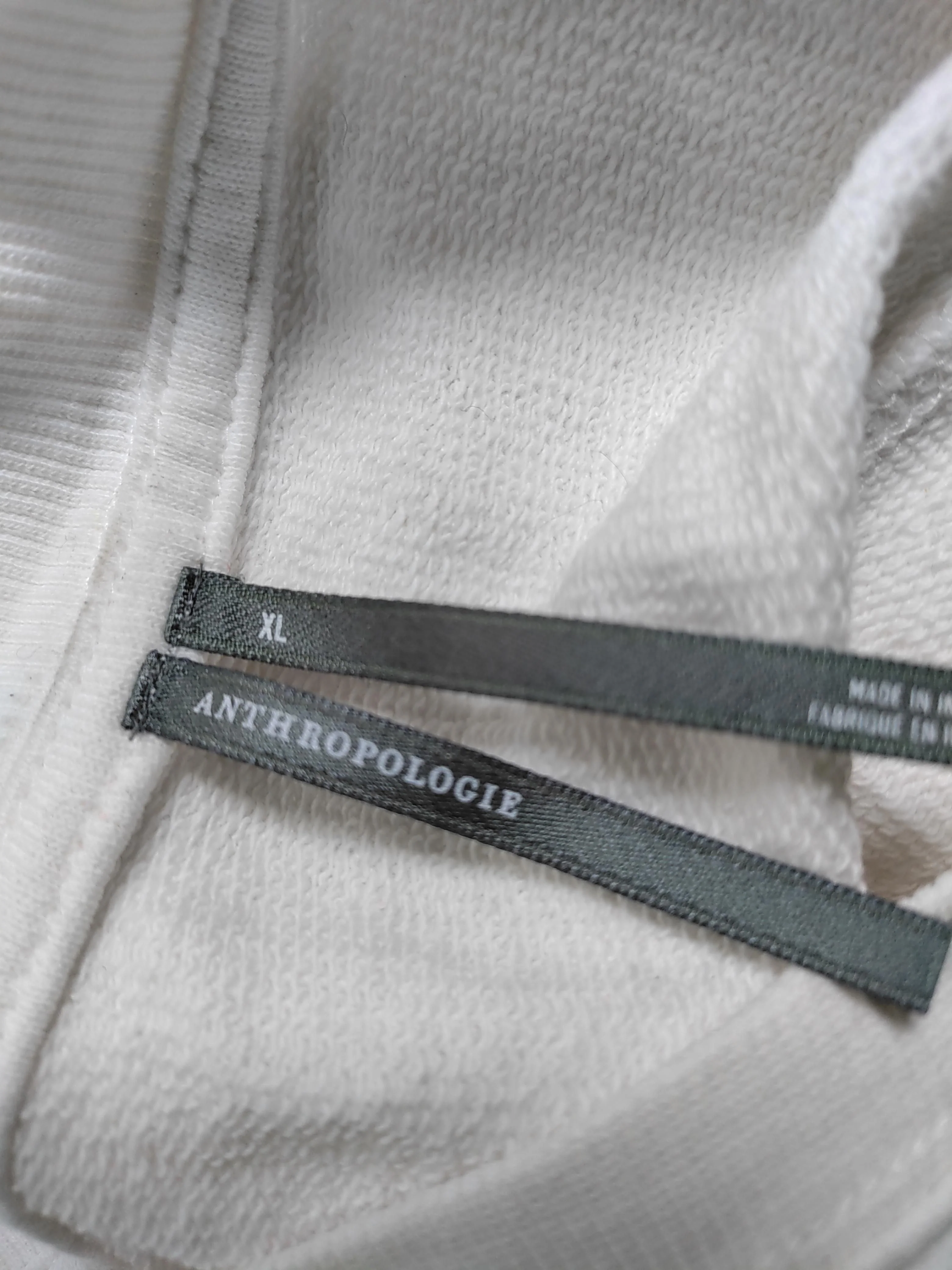 Anthropologie Women's Hoodie XL White 100% Cotton Pullover - Image 5