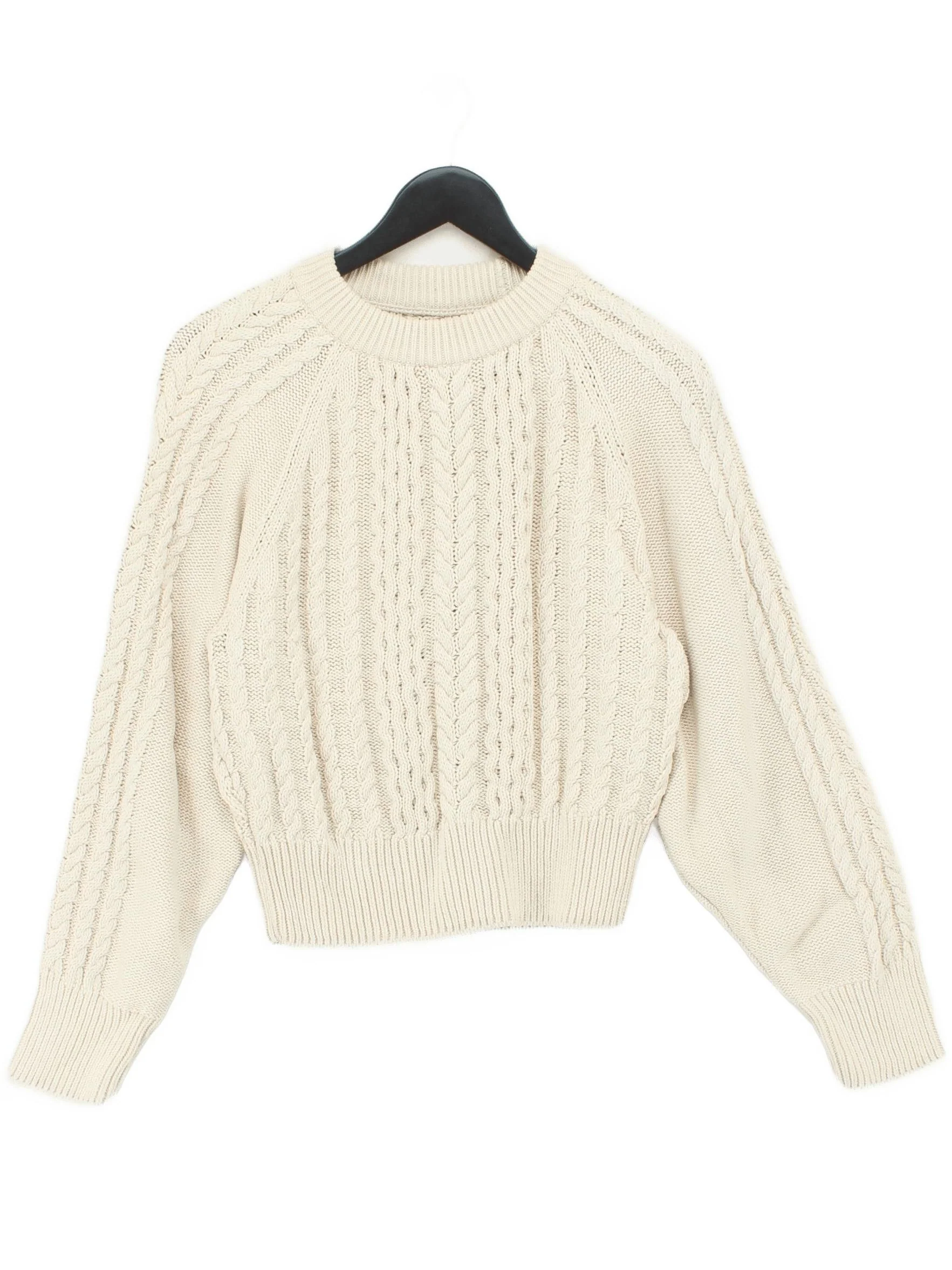 Anthropologie Women's Jumper L Cream 100% Cotton Crew Neck Pullover