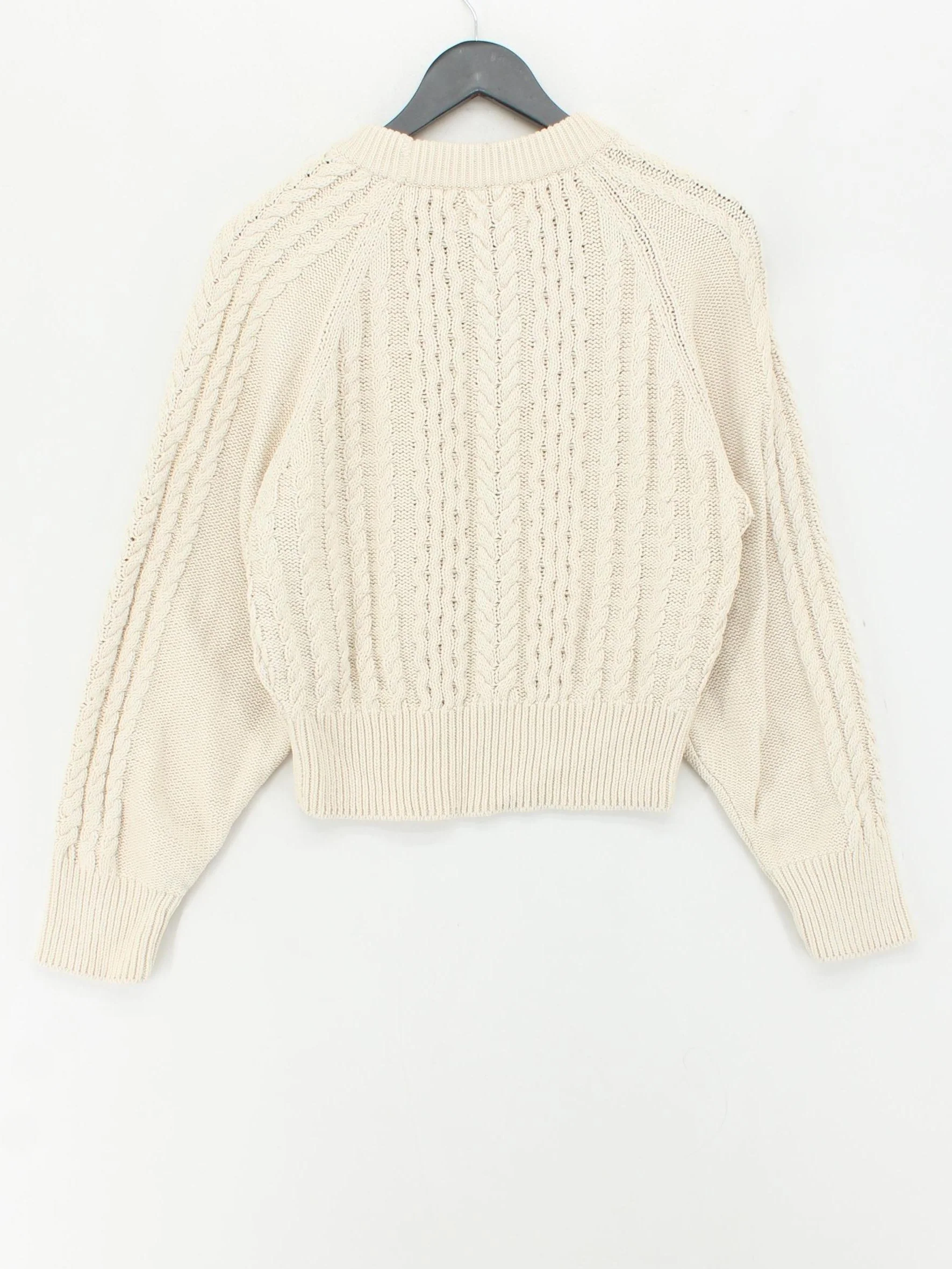 Anthropologie Women's Jumper L Cream 100% Cotton Crew Neck Pullover - Image 2