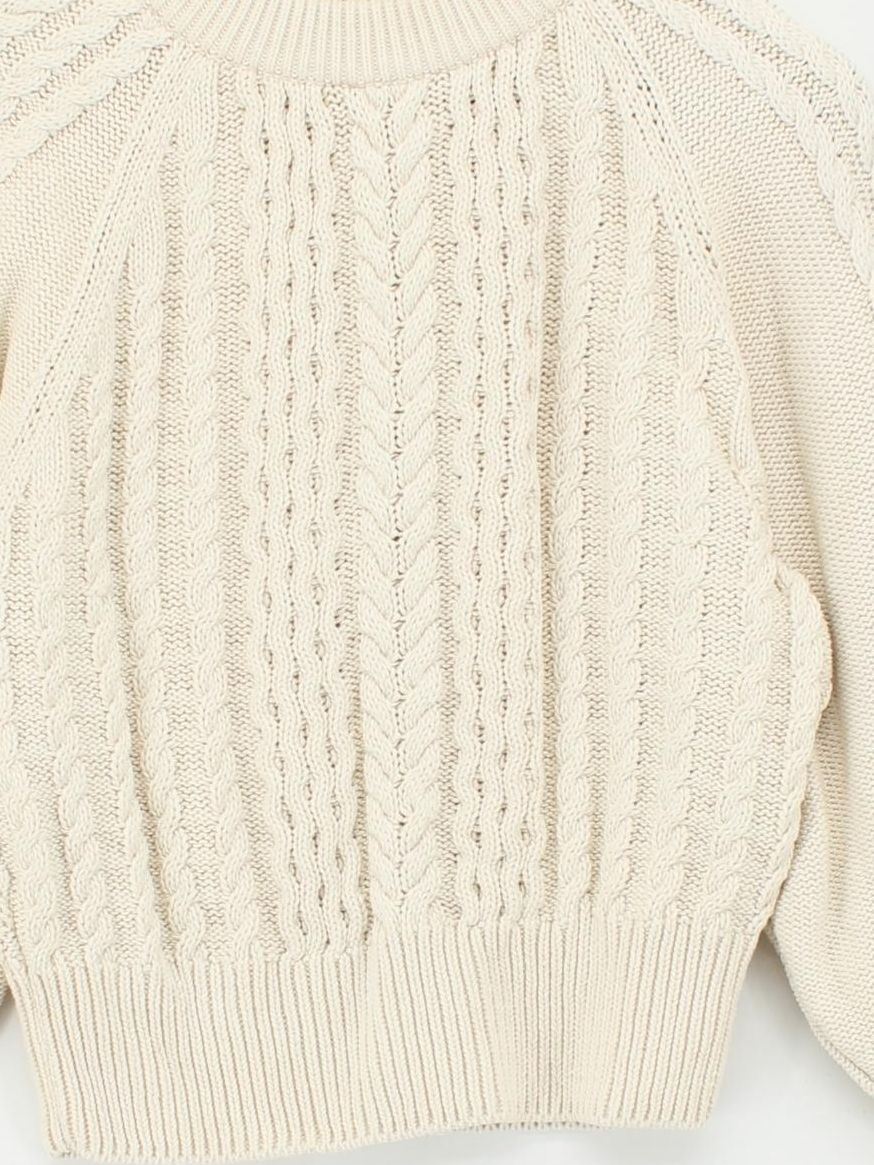 Anthropologie Women's Jumper L Cream 100% Cotton Crew Neck Pullover - Image 3