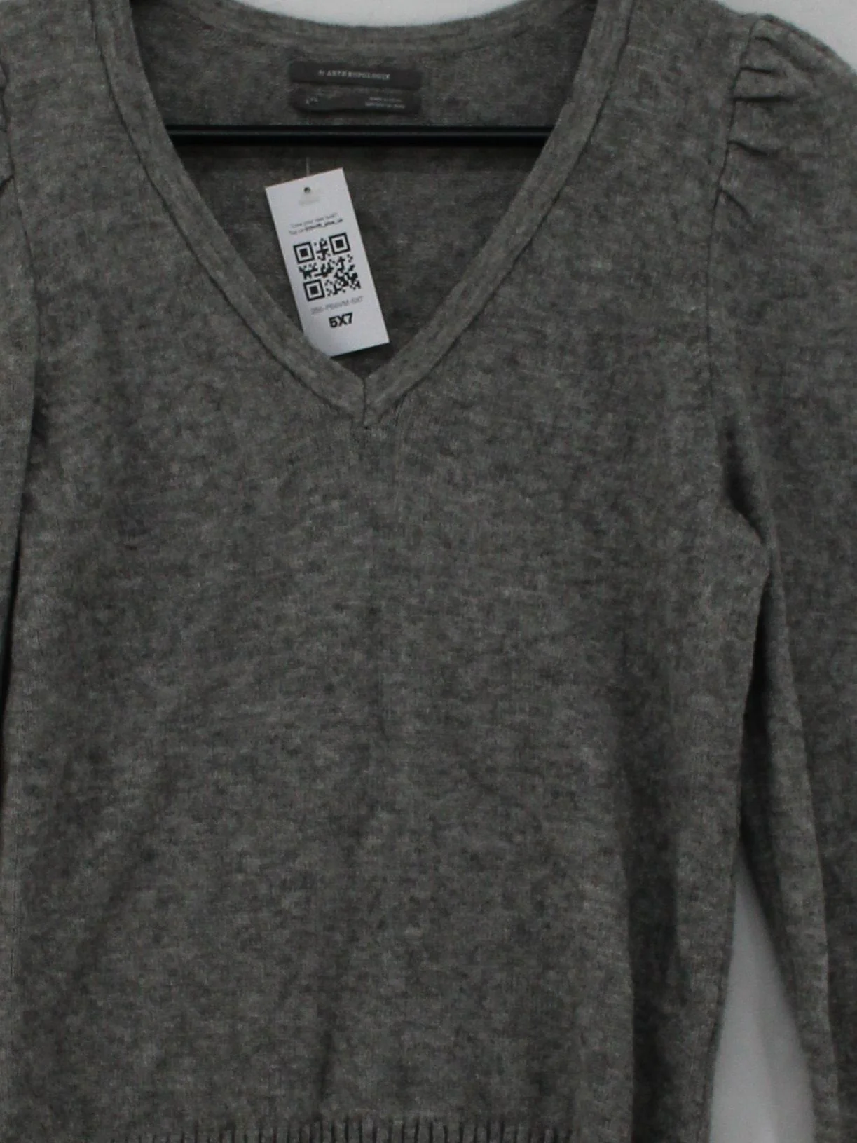Anthropologie Women's Jumper S Grey 100% Other V-Neck Pullover - Image 3
