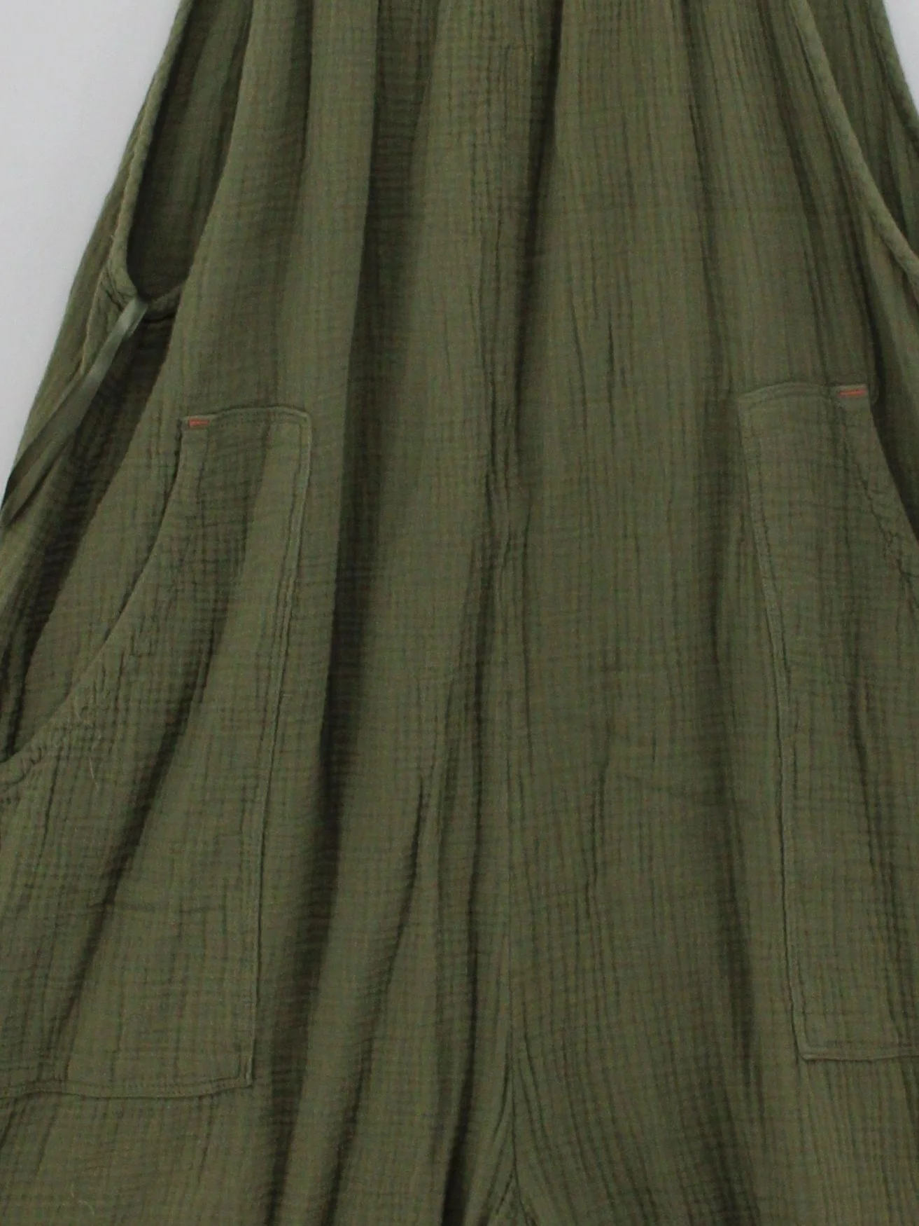 Anthropologie Women's Jumpsuit L Green 100% Cotton Wide-Leg Jumpsuit - Image 3