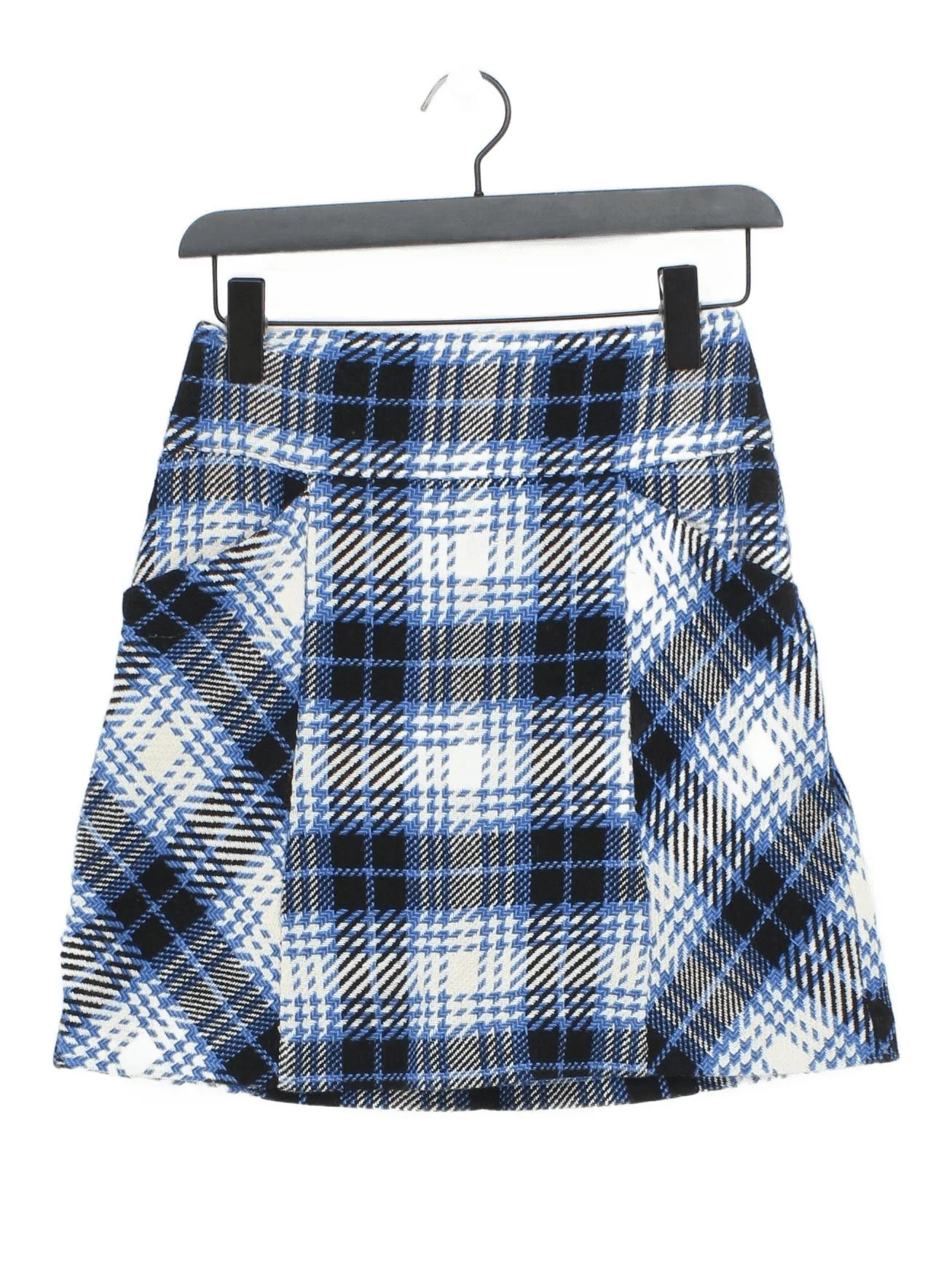 Anthropologie Women's Mini Skirt UK 2 Blue Cotton with Viscose Mini