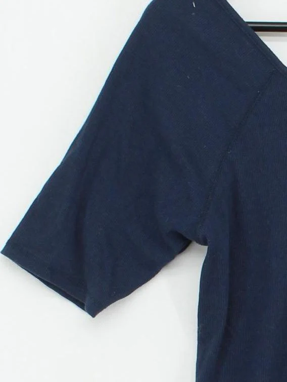 Anthropologie Women's T-Shirt M Blue Polyester with Cotton, Spandex Basic - Image 4