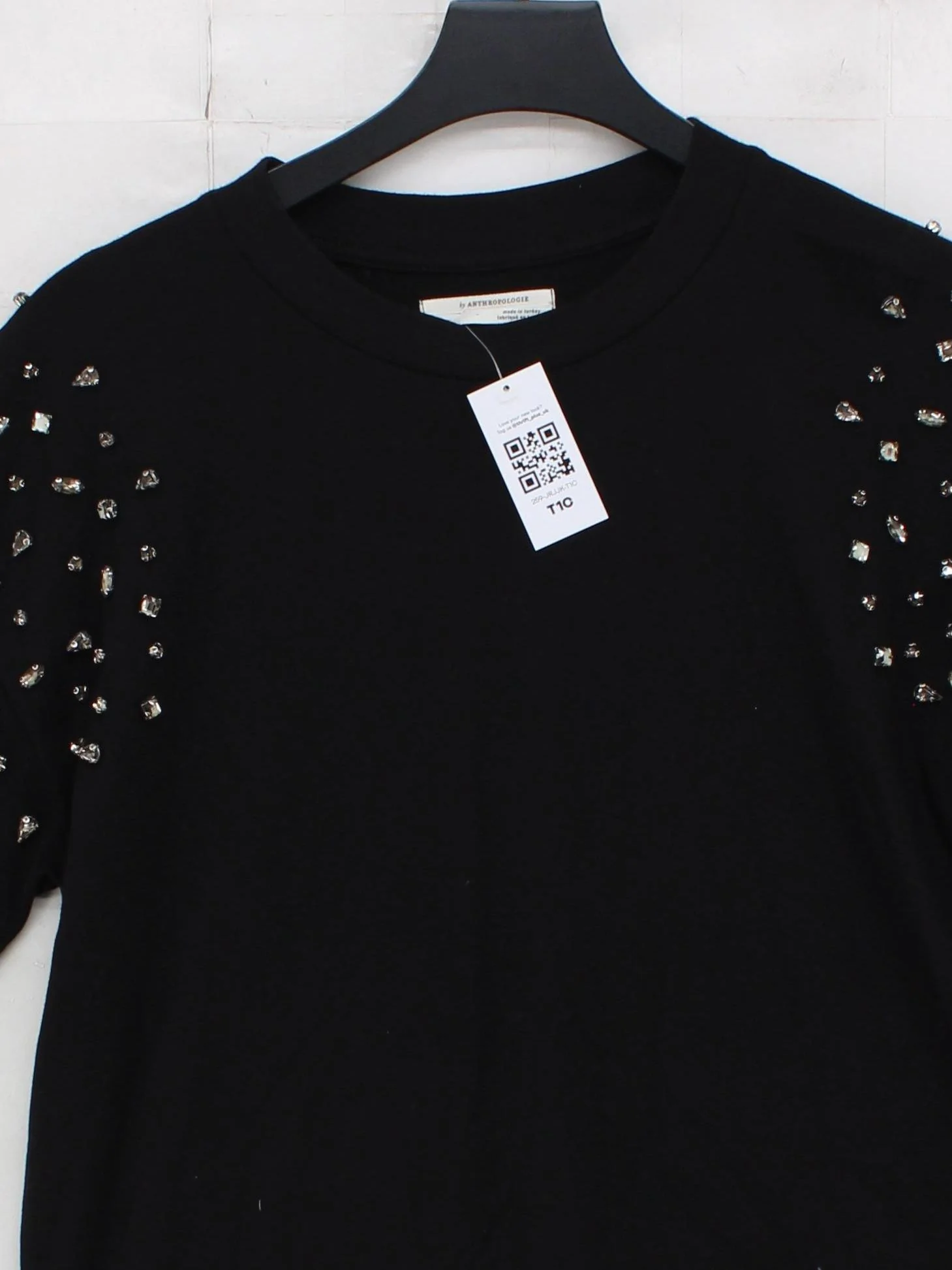 Anthropologie Women's T-Shirt S Black 100% Cotton Basic - Image 3