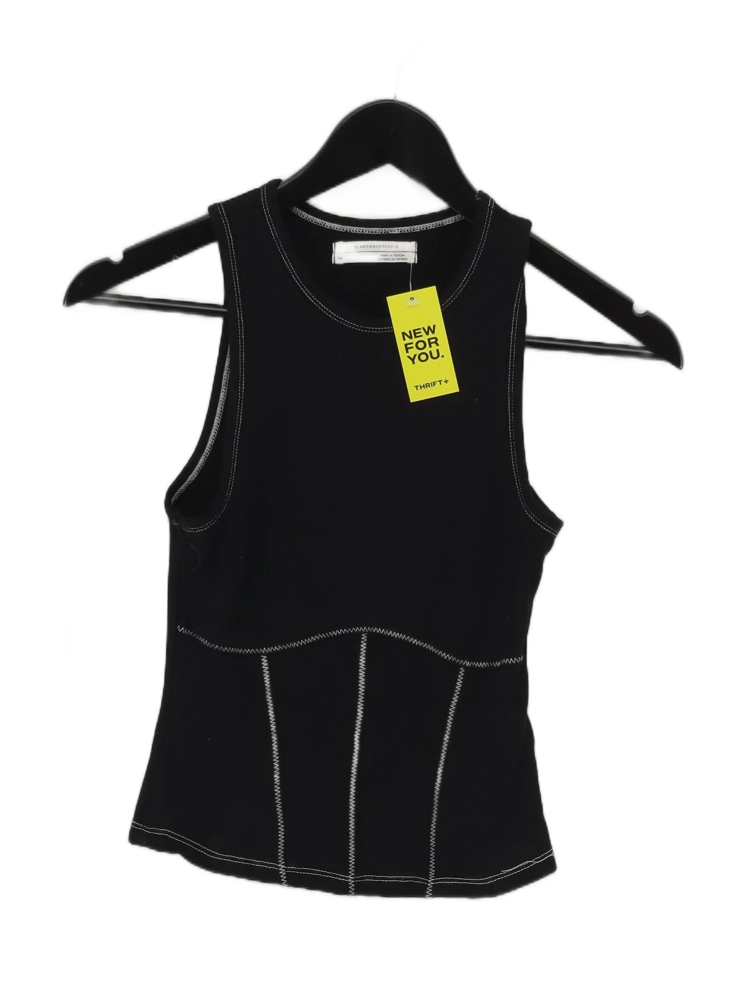 Anthropologie Women's T-Shirt XS Black Viscose with Elastane Basic