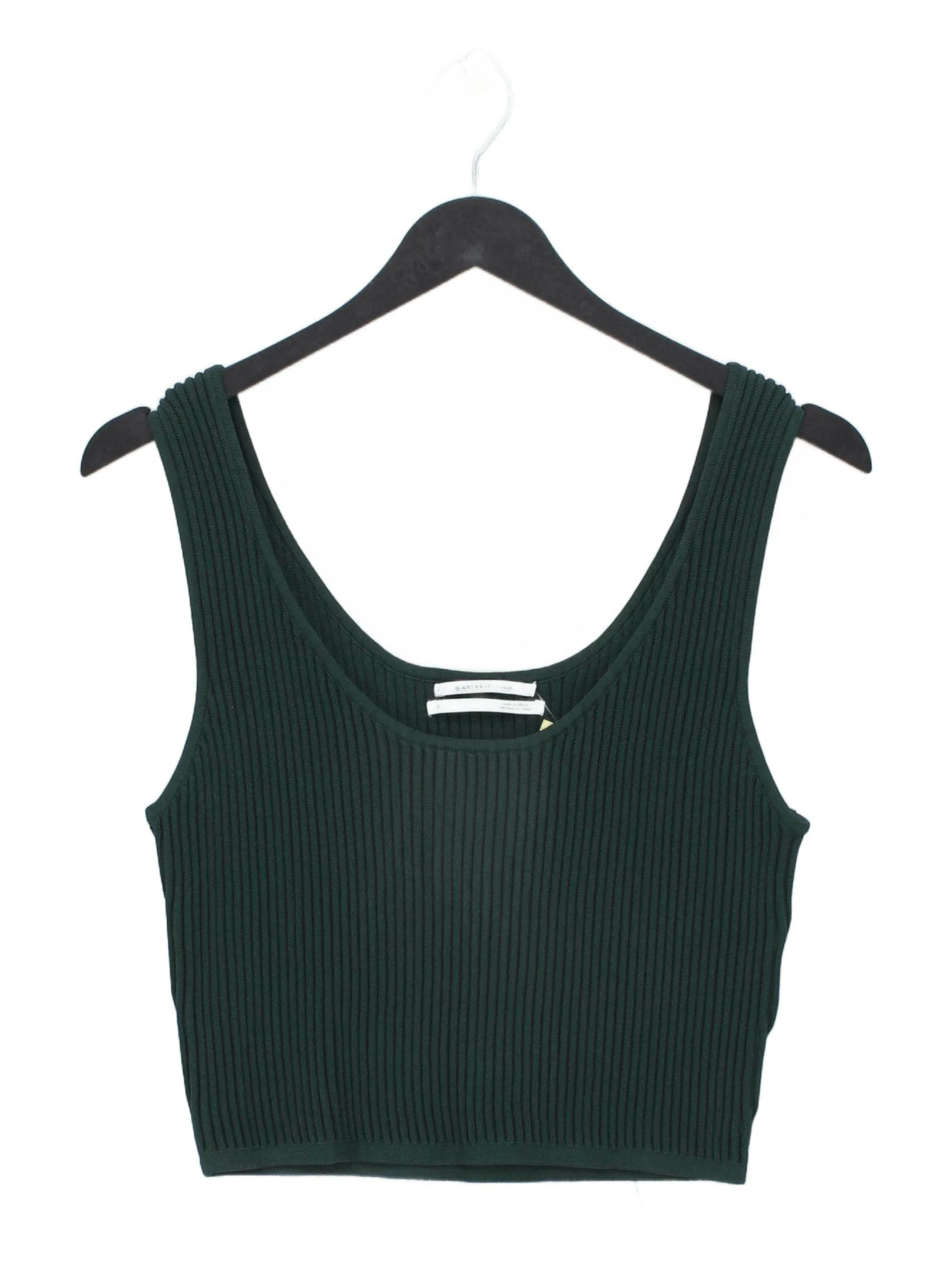 Anthropologie Women's Top M Green Viscose with Nylon Sleeveless V-Neck Cropped