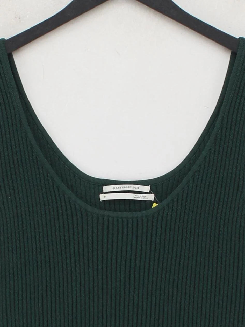 Anthropologie Women's Top M Green Viscose with Nylon Sleeveless V-Neck Cropped - Image 3