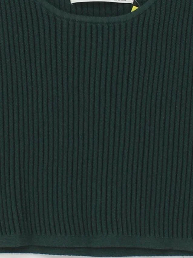 Anthropologie Women's Top M Green Viscose with Nylon Sleeveless V-Neck Cropped - Image 4