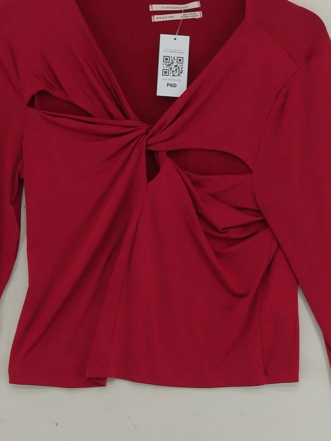 Anthropologie Women's Top UK 14 Red Polyester with Elastane Basic - Image 3