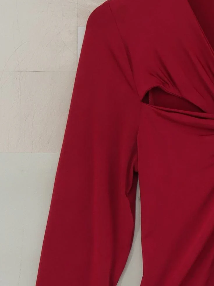 Anthropologie Women's Top UK 14 Red Polyester with Elastane Basic - Image 4