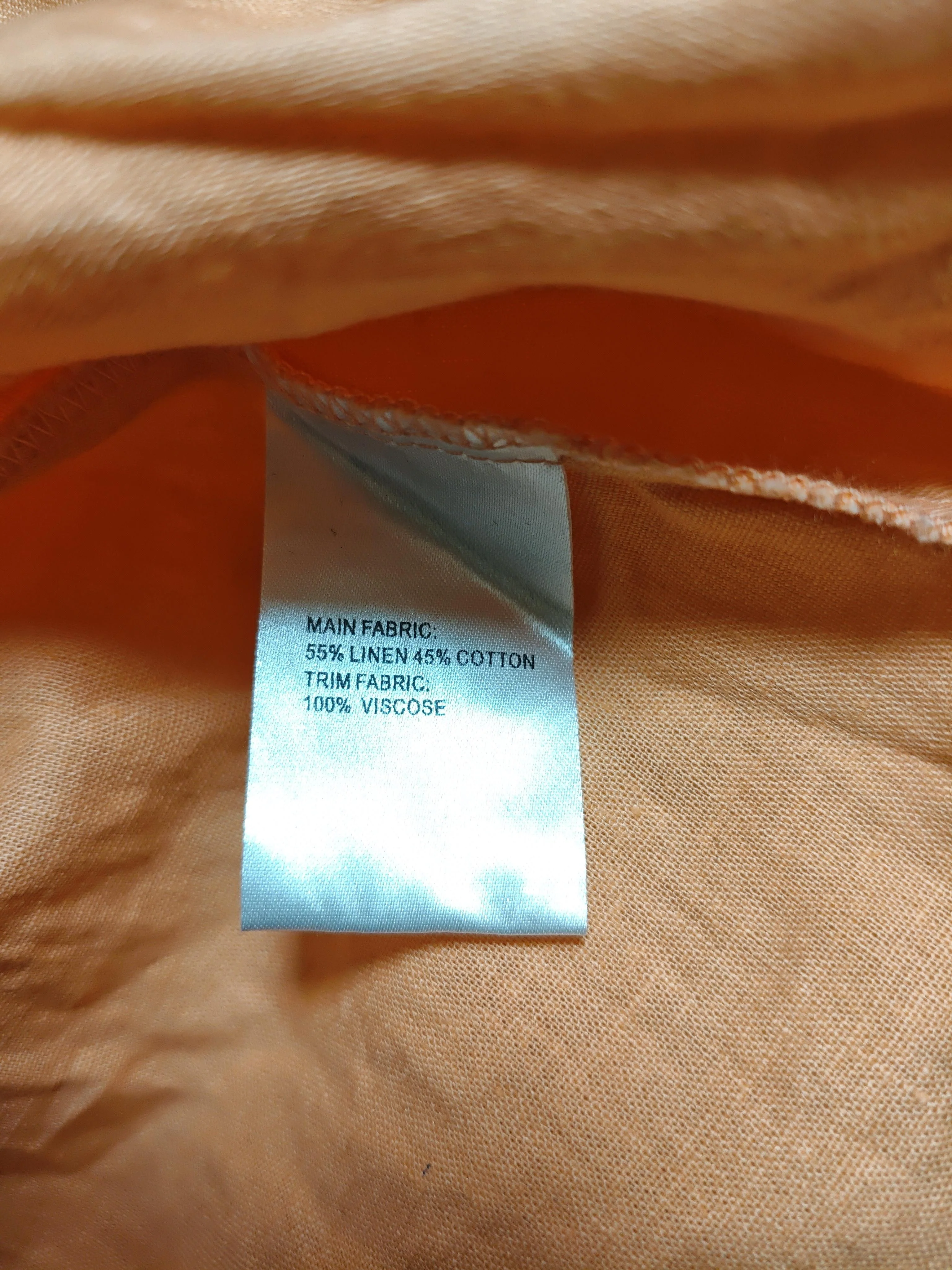 Anthropologie Women's Top UK 8 Orange Linen with Cotton, Viscose Basic - Image 6