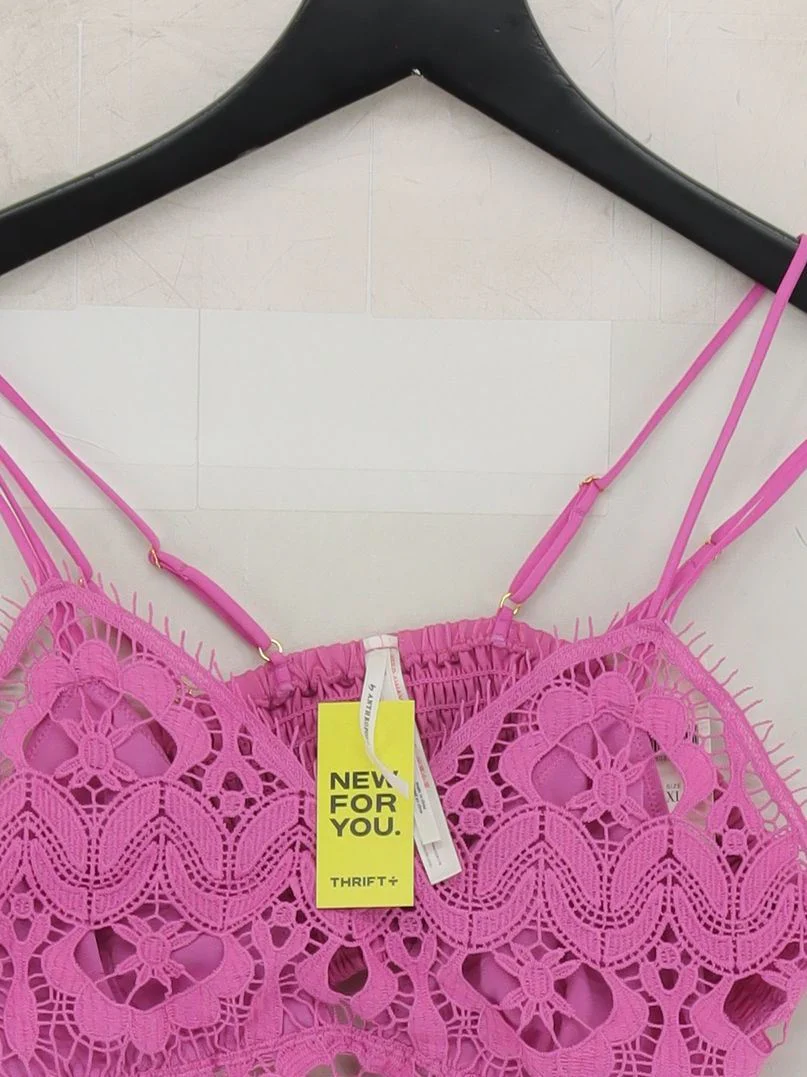 Anthropologie Women's Top XL Pink Polyester with Elastane Cropped New with tags - Image 3