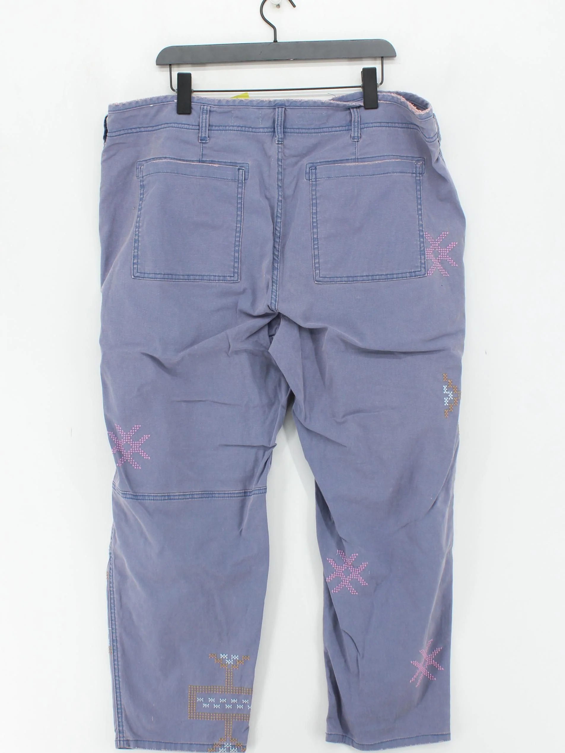 Anthropologie Women's Trousers UK 24 Blue Cotton with Elastane Cropped - Image 2