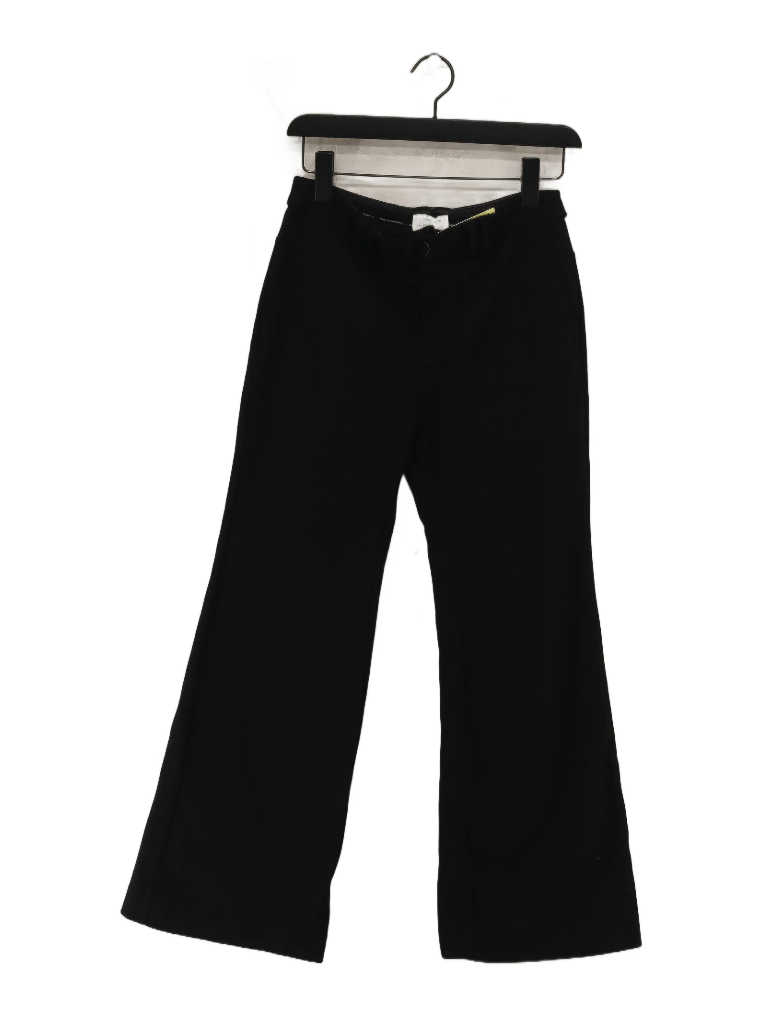 Anthropologie Women's Trousers UK 8 Black 100% Other Wide-Leg Chino