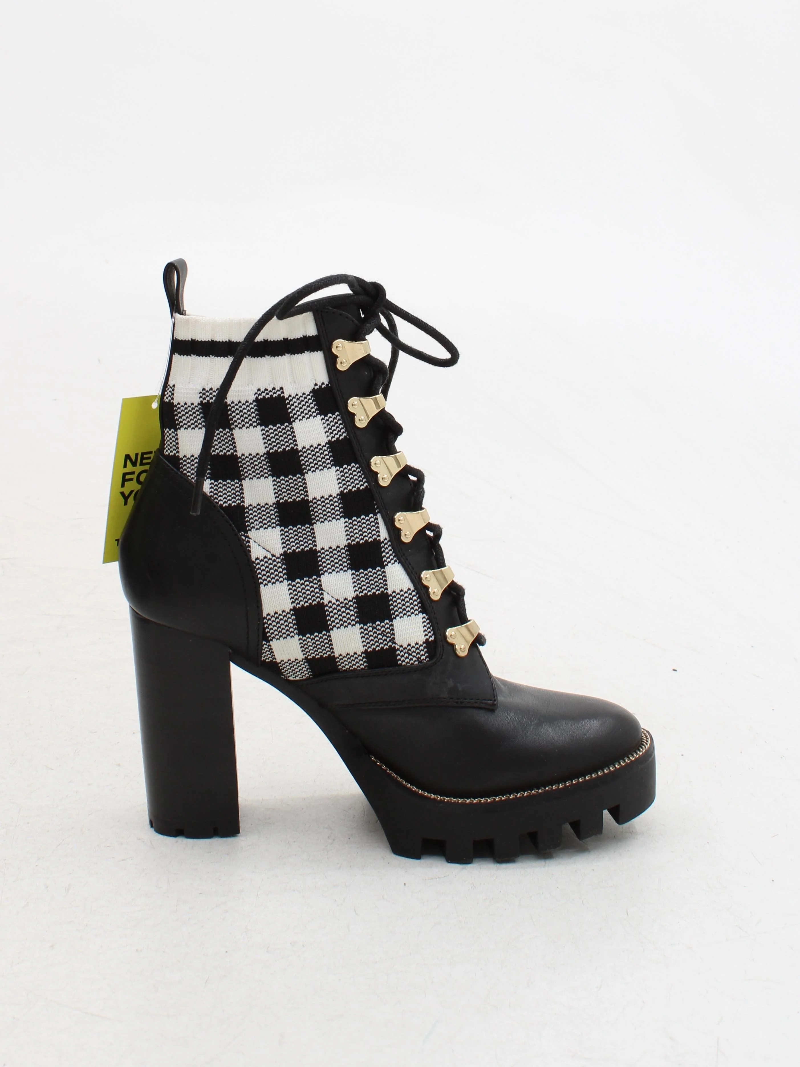 Antonio Melani Women's Boots UK 4 Black Checkered Faux Leather with Other Combat - Image 5
