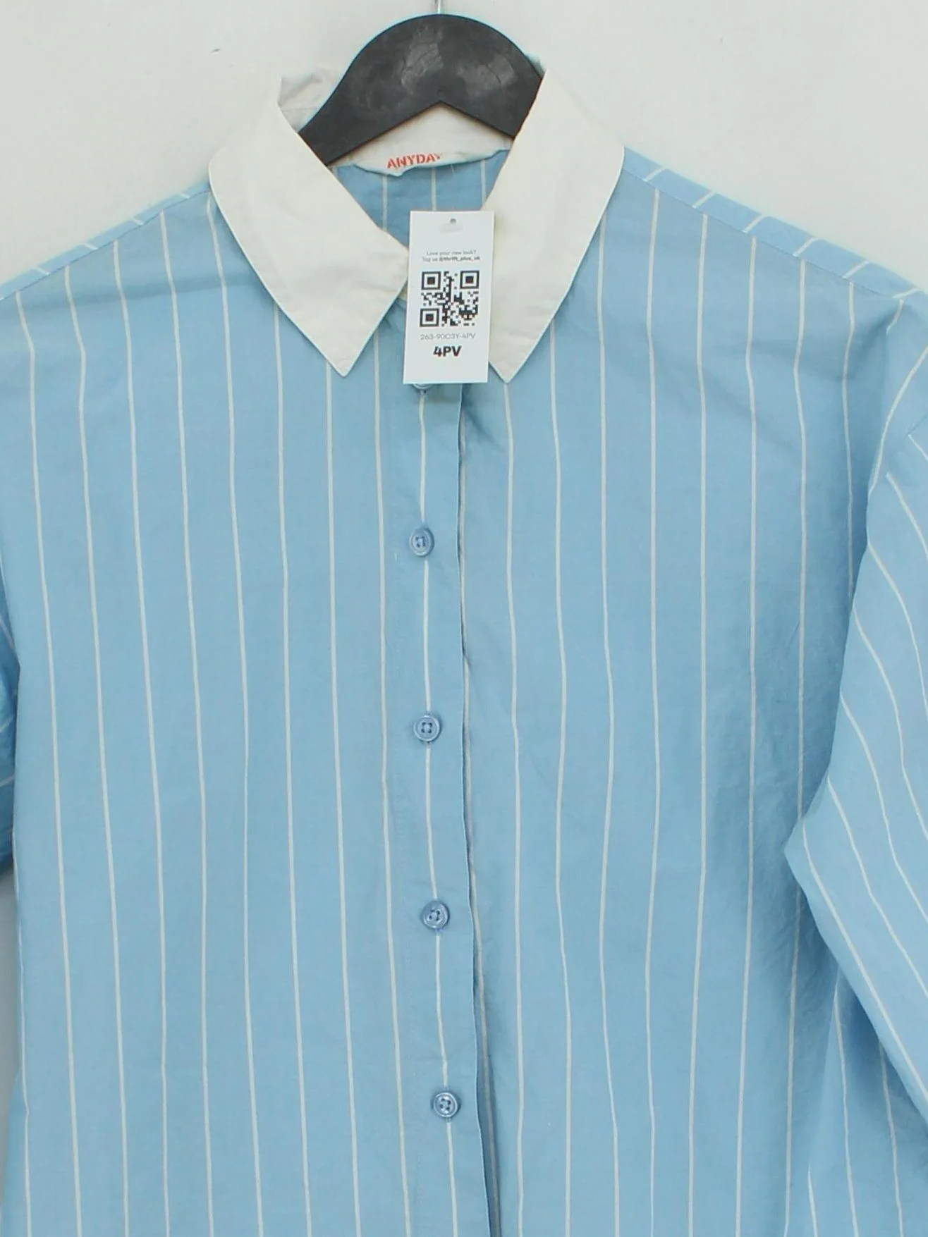 ANYDAY John Lewis Women's Shirt UK 6 Blue 100% Cotton Basic - Image 3