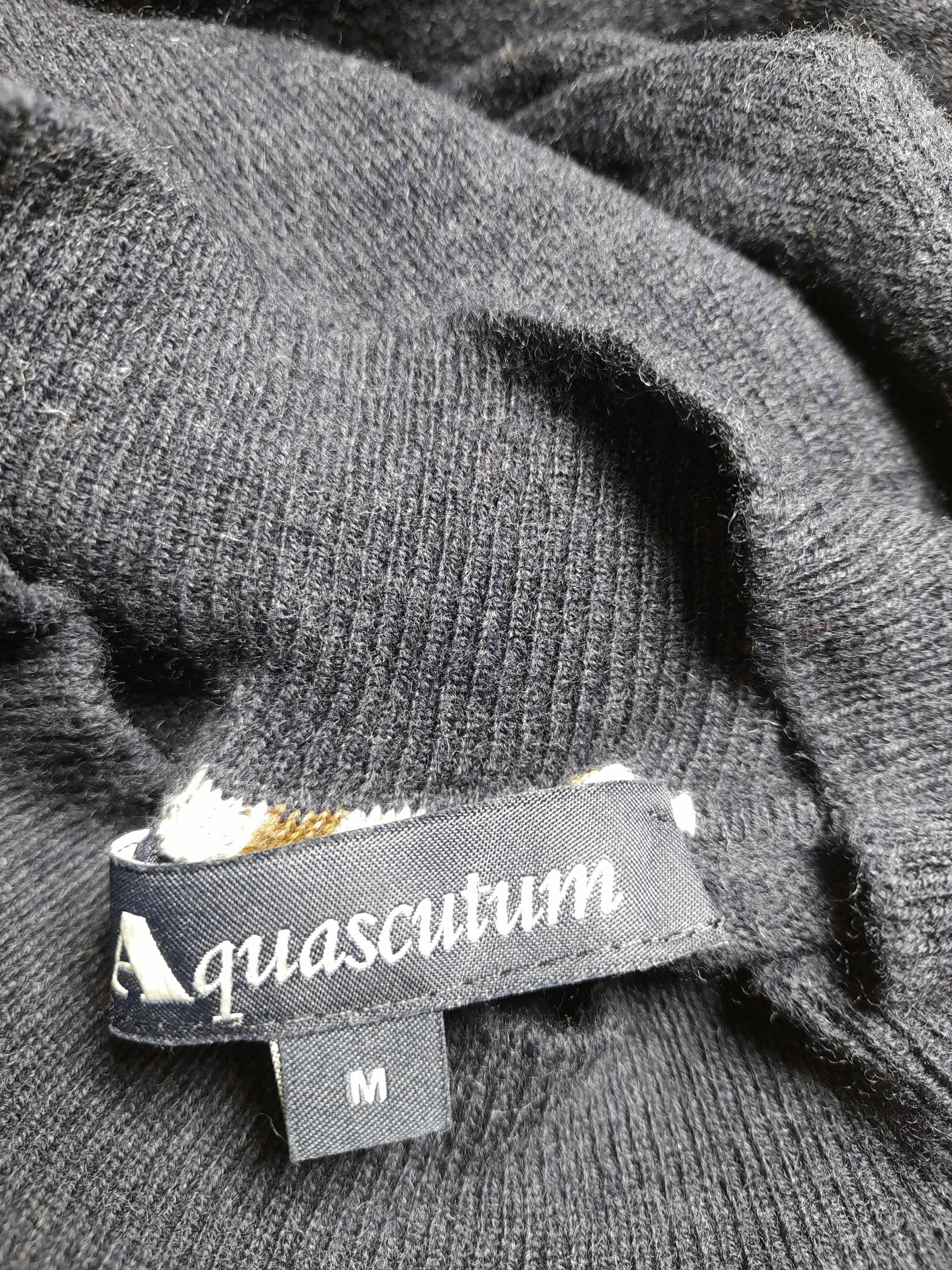 Aquascutum Men's Jumper M Blue 100% Wool Mock Neck Pullover - Image 5