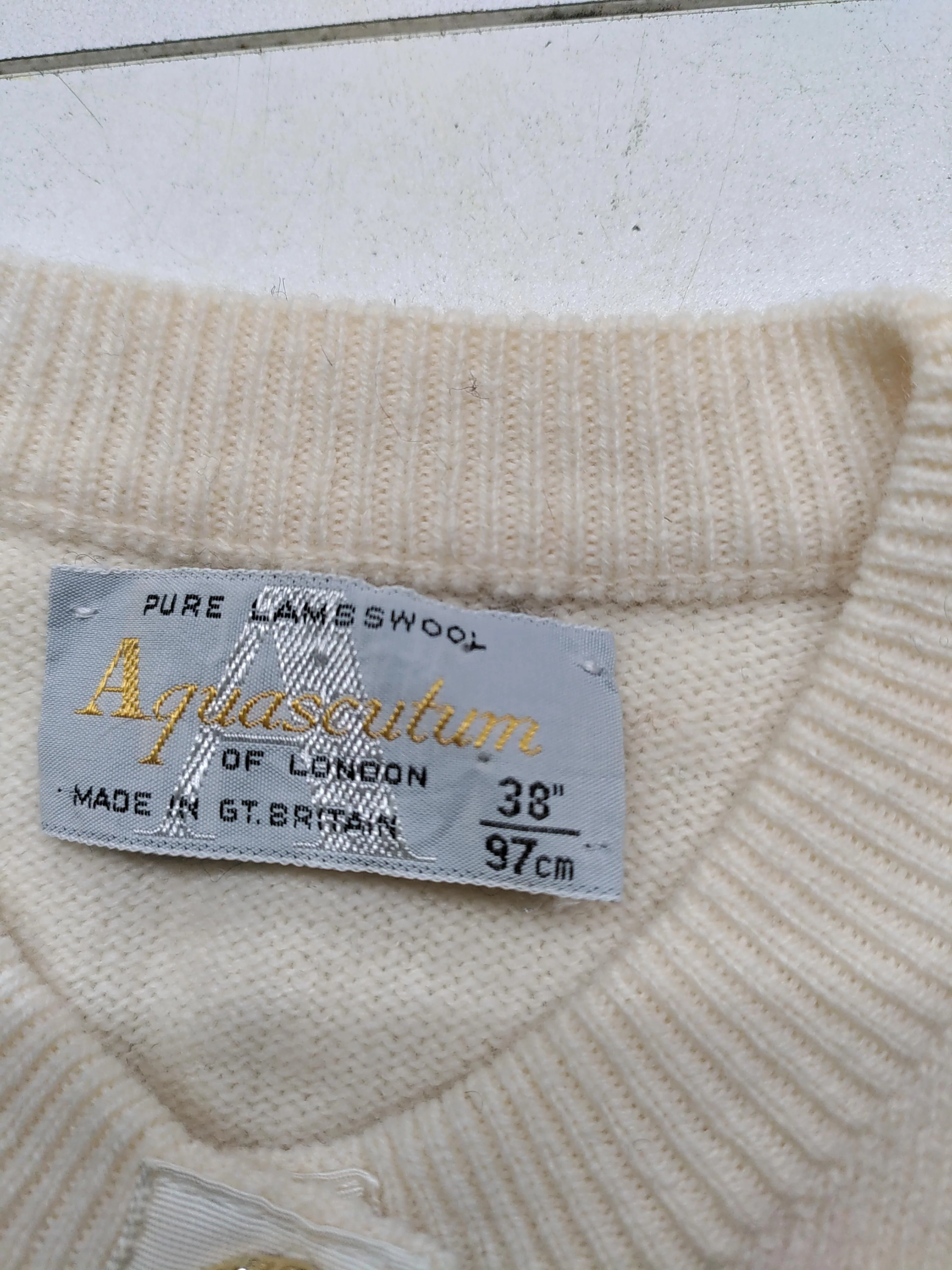Aquascutum Women's Cardigan UK 10 Cream 100% Wool Round Neck Cardigan - Image 6