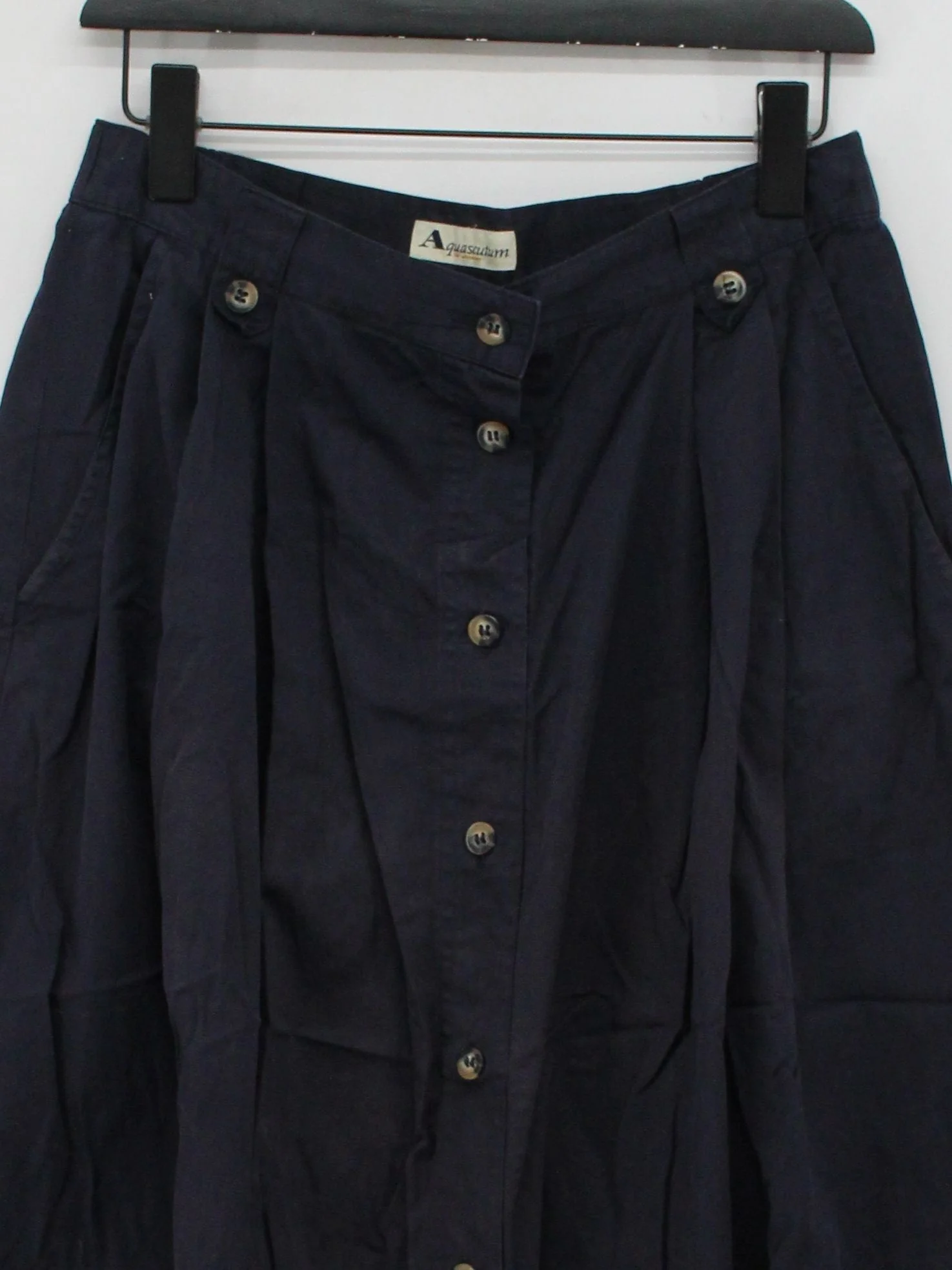 Aquascutum Women's Midi Skirt UK 16 Blue 100% Cotton Midi A-Line - Image 3