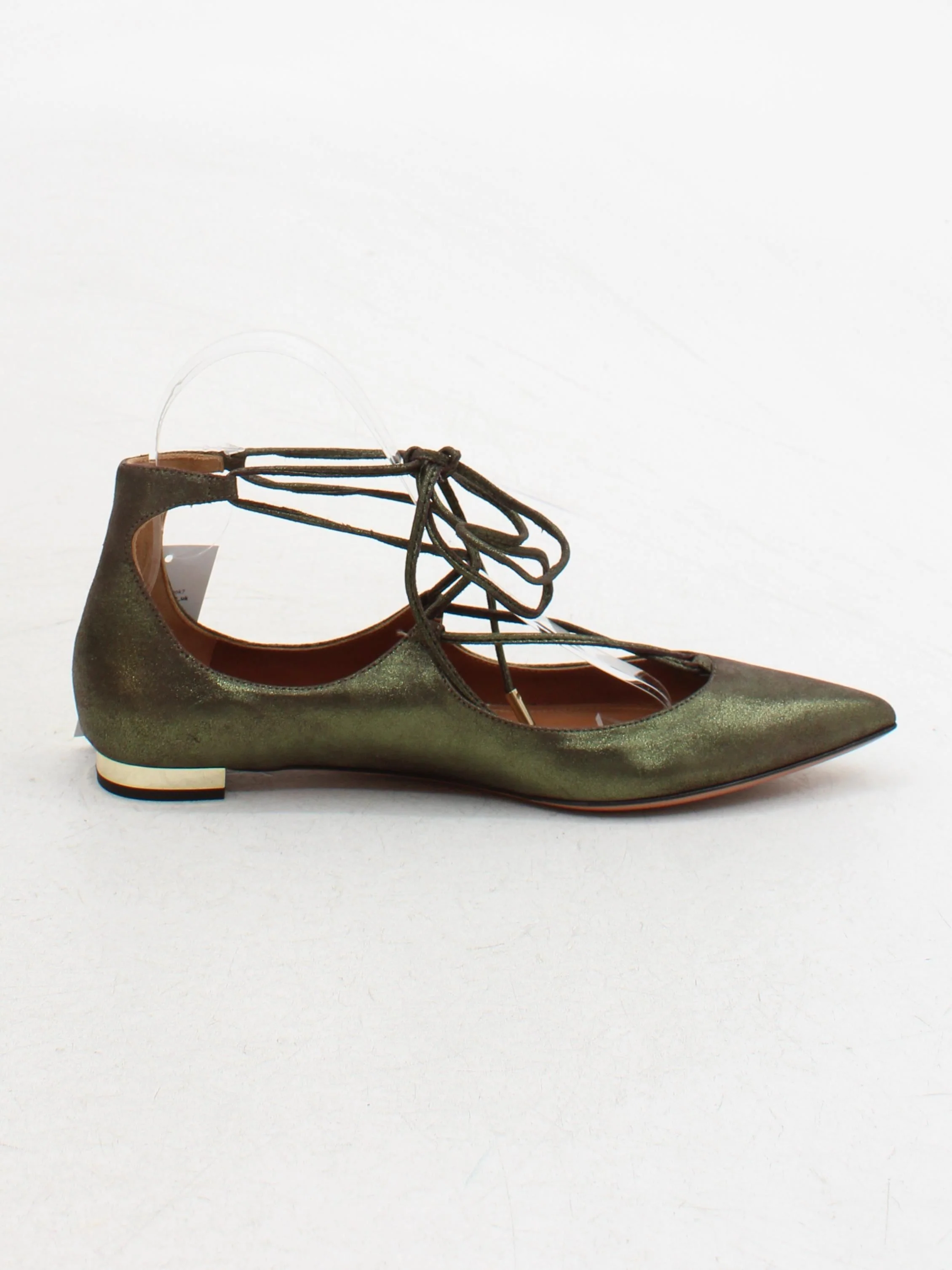 Aquazzura Women's Flat Shoes UK 4 Green 100% Leather Ballet - Image 5