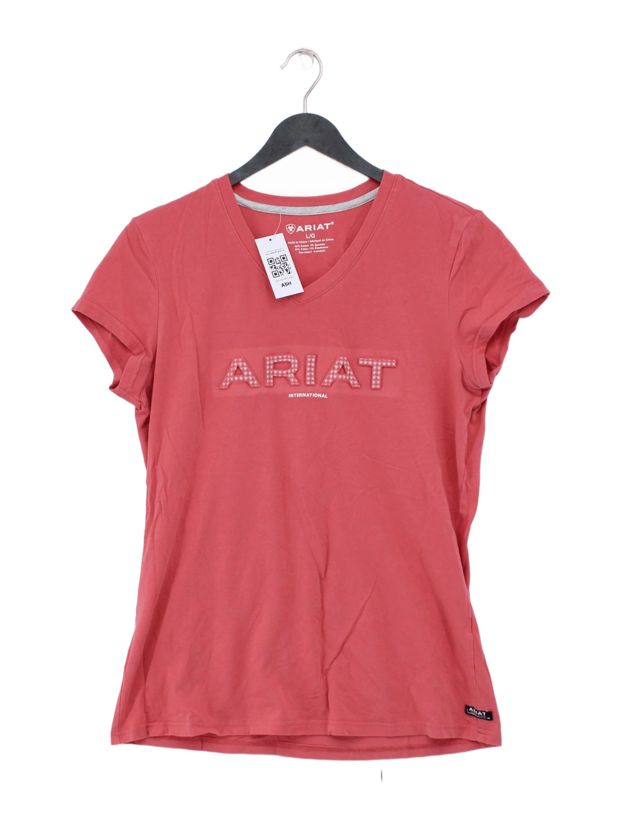 Ariat Women's T-Shirt L Red Cotton with Spandex Basic