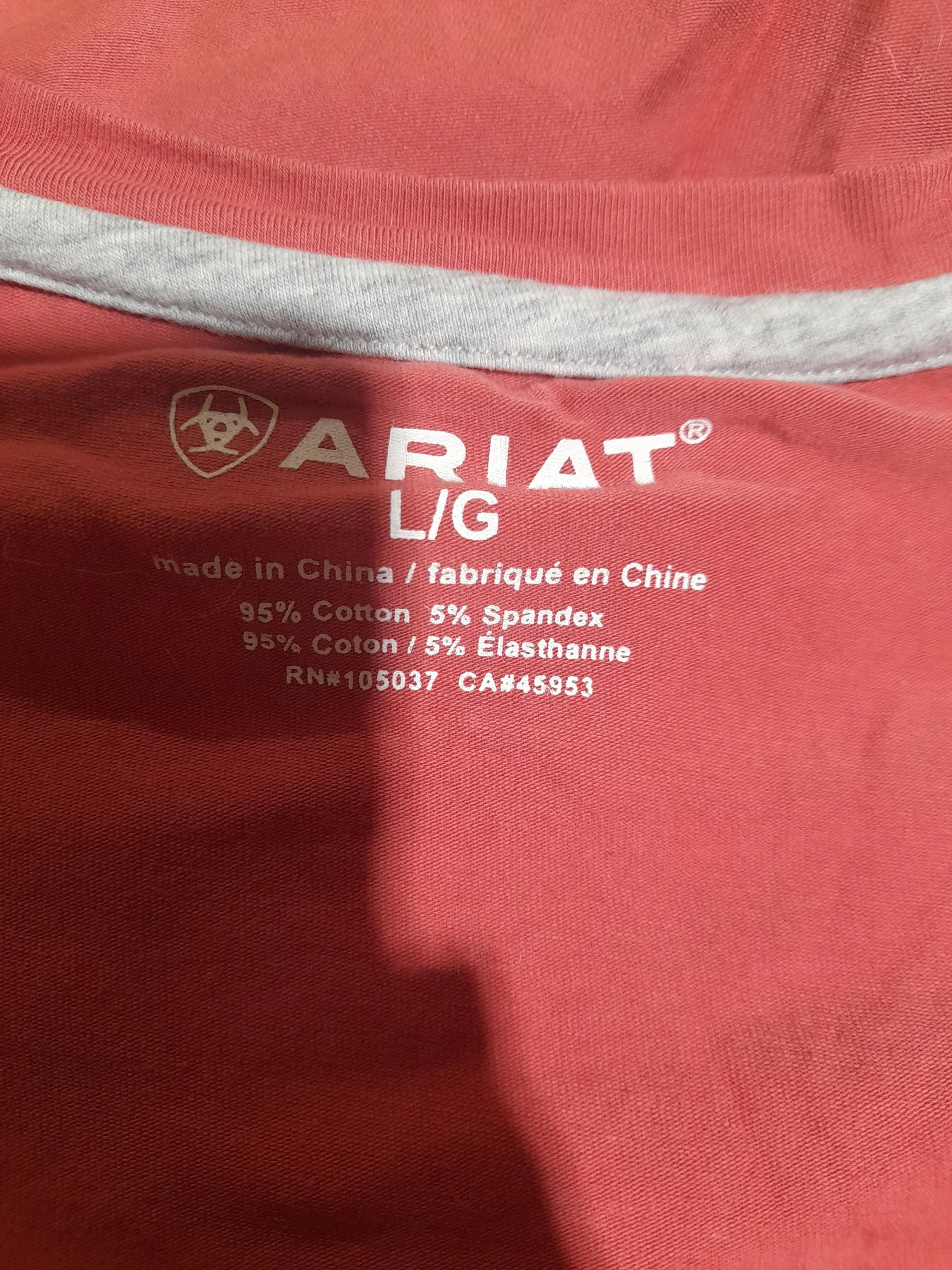 Ariat Women's T-Shirt L Red Cotton with Spandex Basic - Image 6