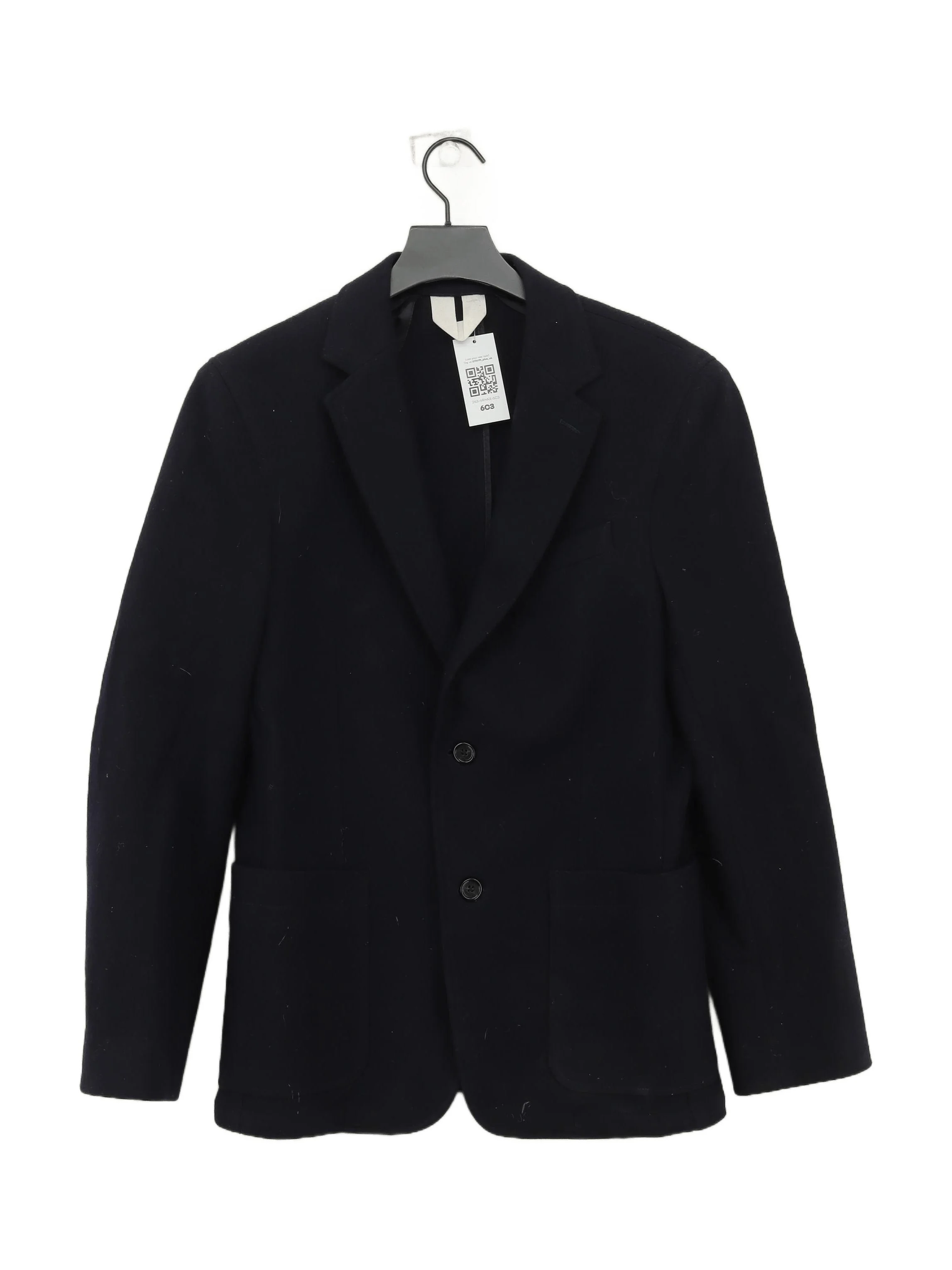 Arket Men's Blazer Chest: 46 in Black Wool with Viscose Overcoat